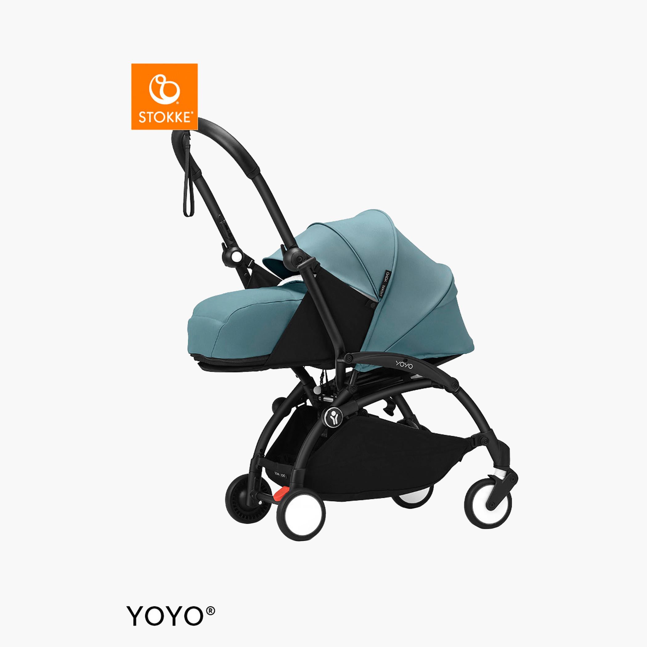 Stokke YOYO³ Black frame with 0+ Newborn Pack - Aqua-baby-gear-strollersandprams-strollers-image-1
