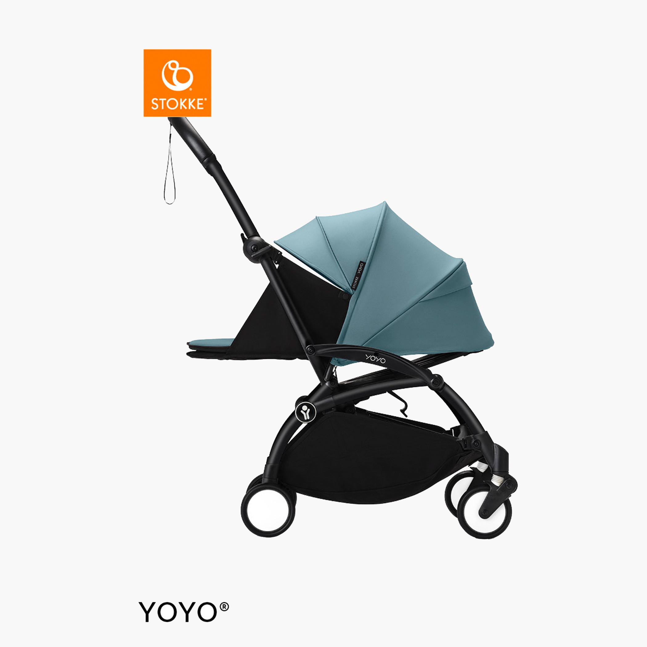Stokke YOYO³ Black frame with 0+ Newborn Pack - Aqua-baby-gear-strollersandprams-strollers-image-2
