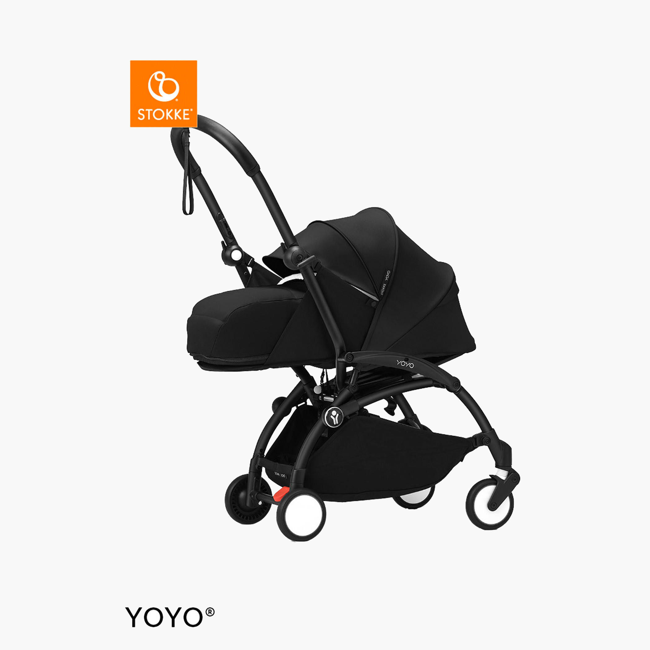 Stokke YOYO³ Black frame with 0+ Newborn Pack - Black-baby-gear-strollersandprams-strollers-image-1