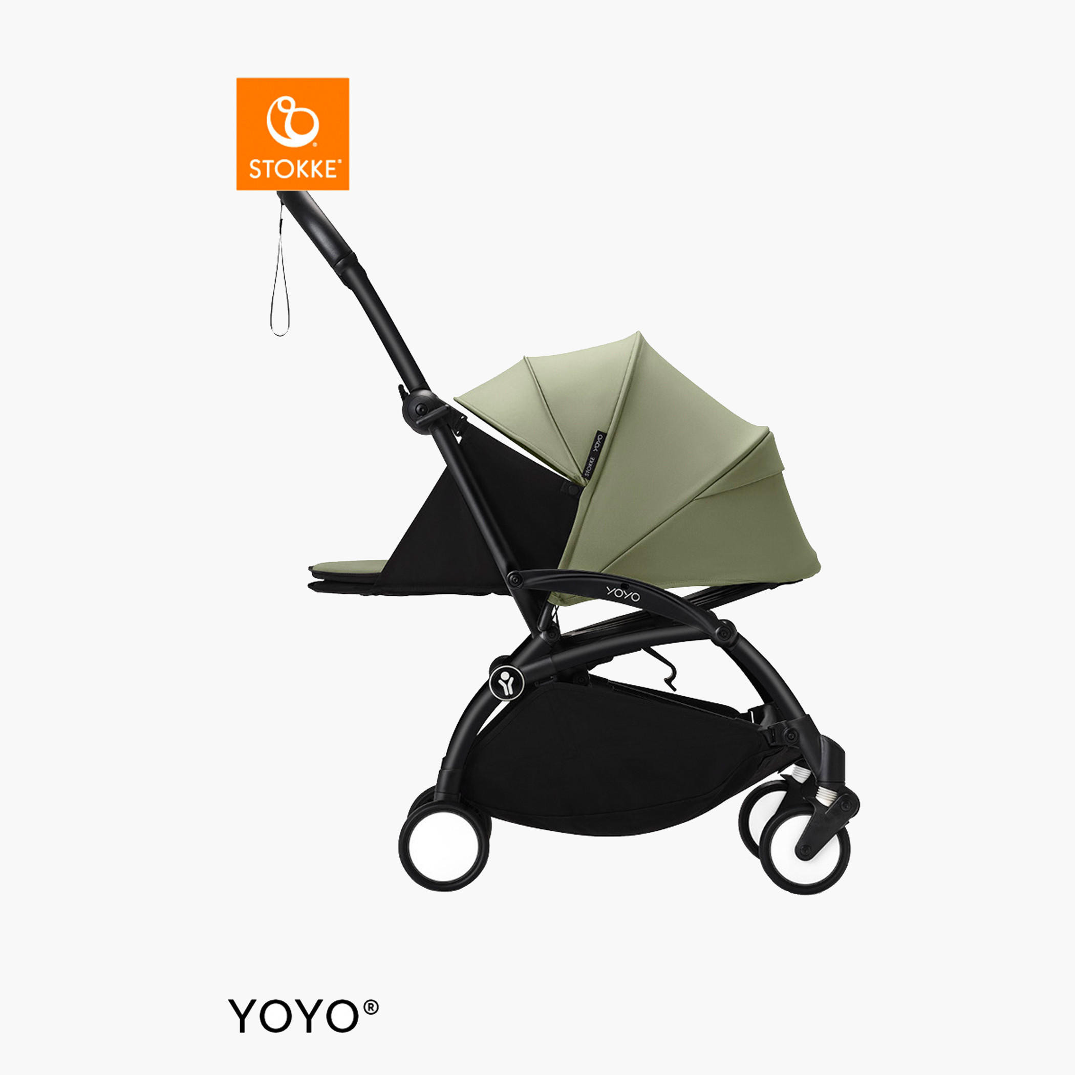 Stokke YOYO³ Black frame with 0+ Newborn Pack - Olive-baby-gear-strollersandprams-strollers-image-2