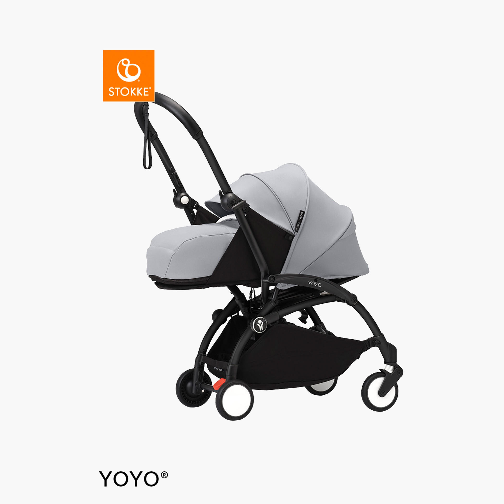 Stokke YOYO³ Black frame with 0+ Newborn Pack - Stone-baby-gear-strollersandprams-strollers-image-1