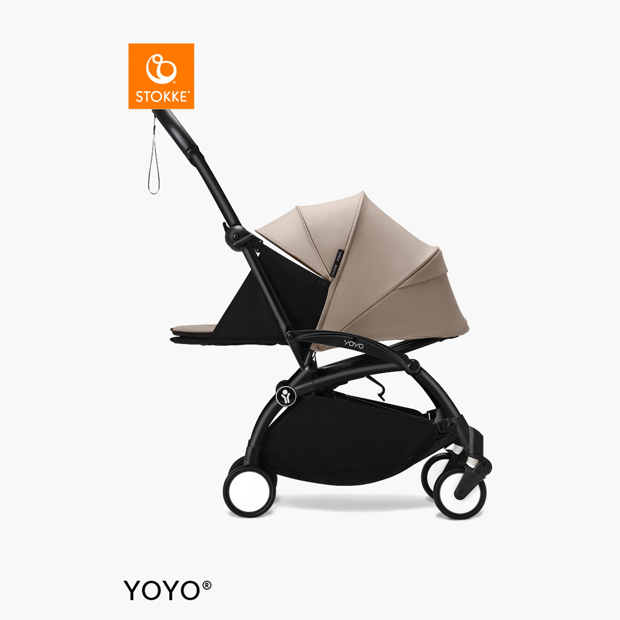 Stokke YOYO³ Black frame with 0+ Newborn Pack - Taupe-baby-gear-strollersandprams-strollers-image-2