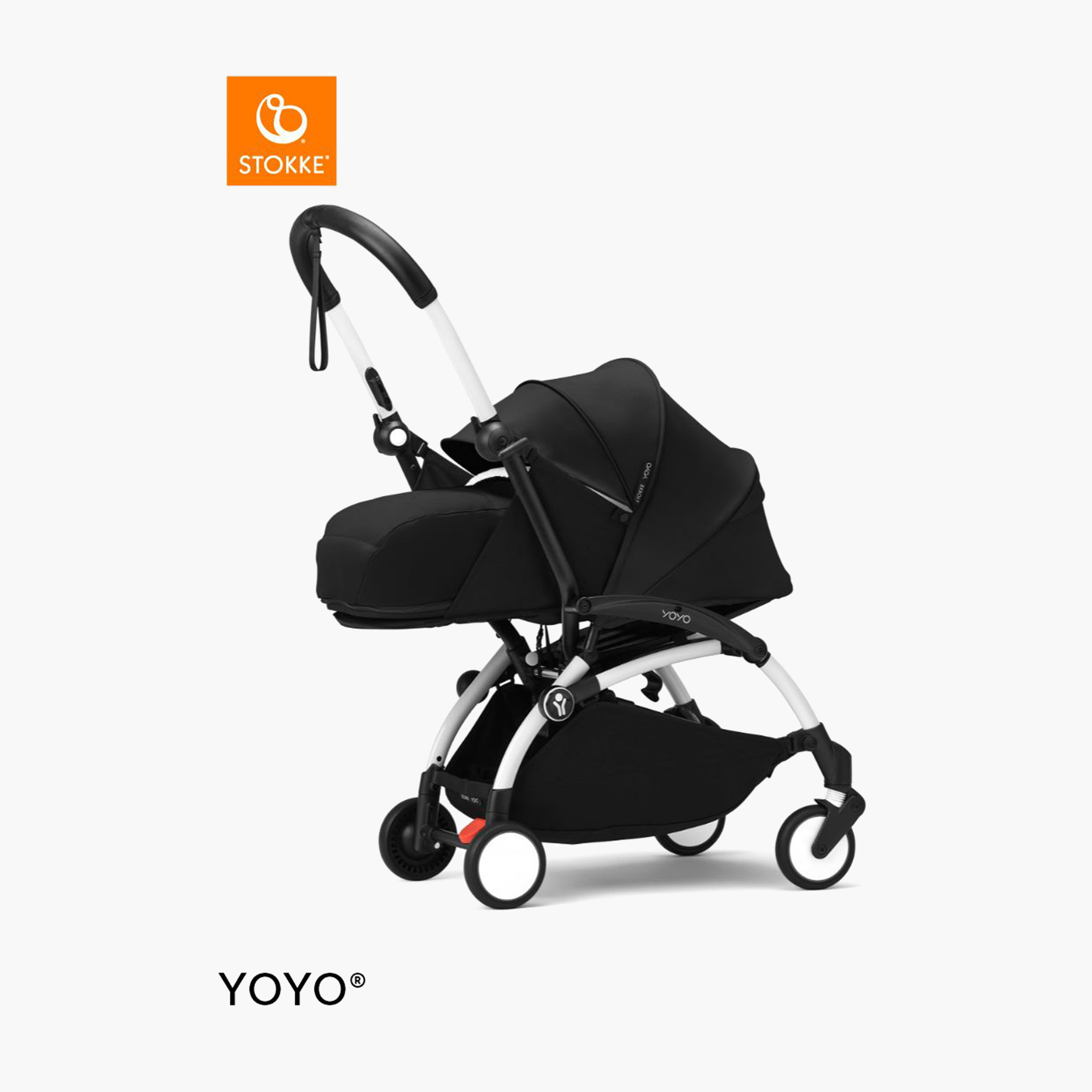 Stokke YOYO³ White frame with 0+ Newborn Pack - Black -baby-gear-strollersandprams-strollers-image-1