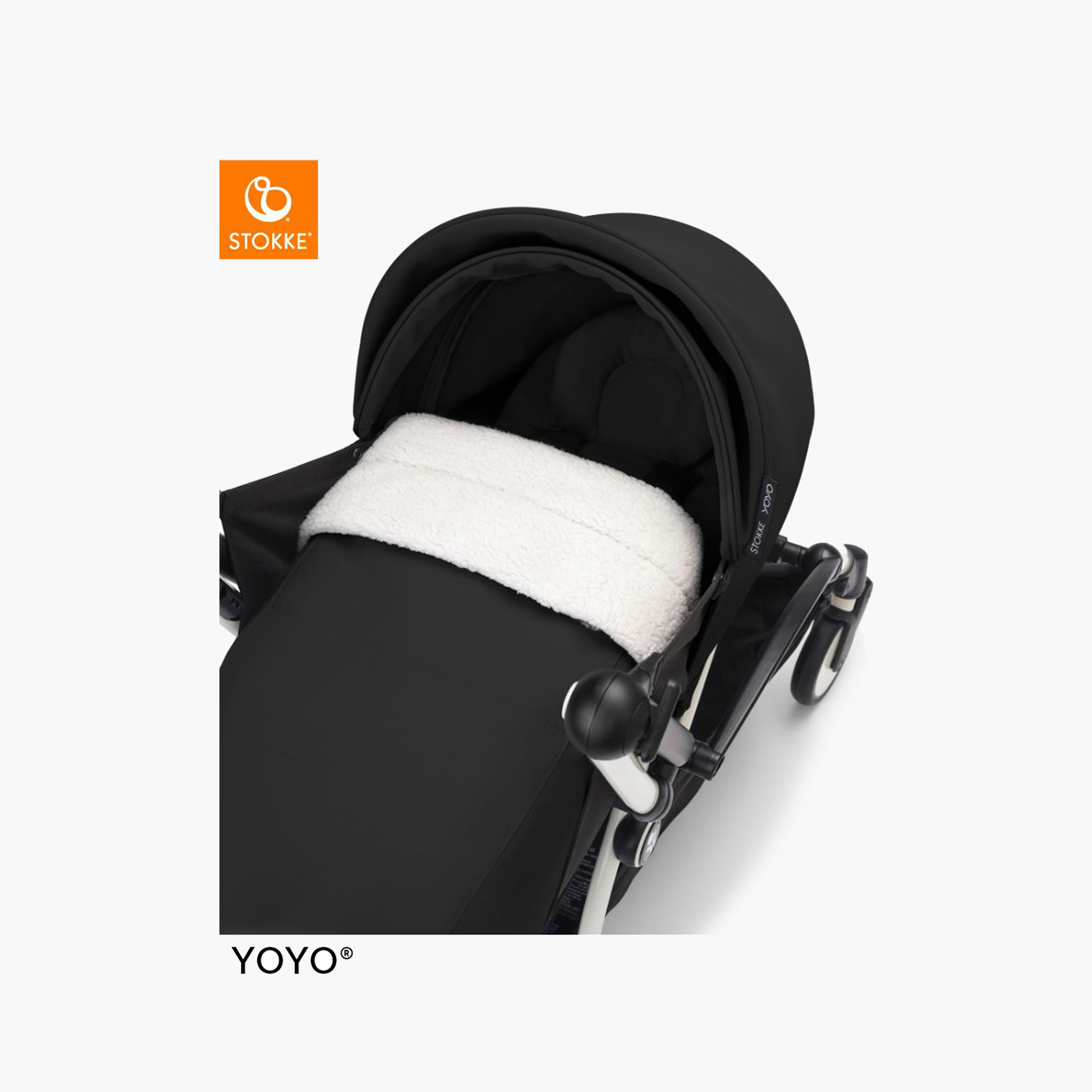 Stokke YOYO³ White frame with 0+ Newborn Pack - Black -baby-gear-strollersandprams-strollers-image-3