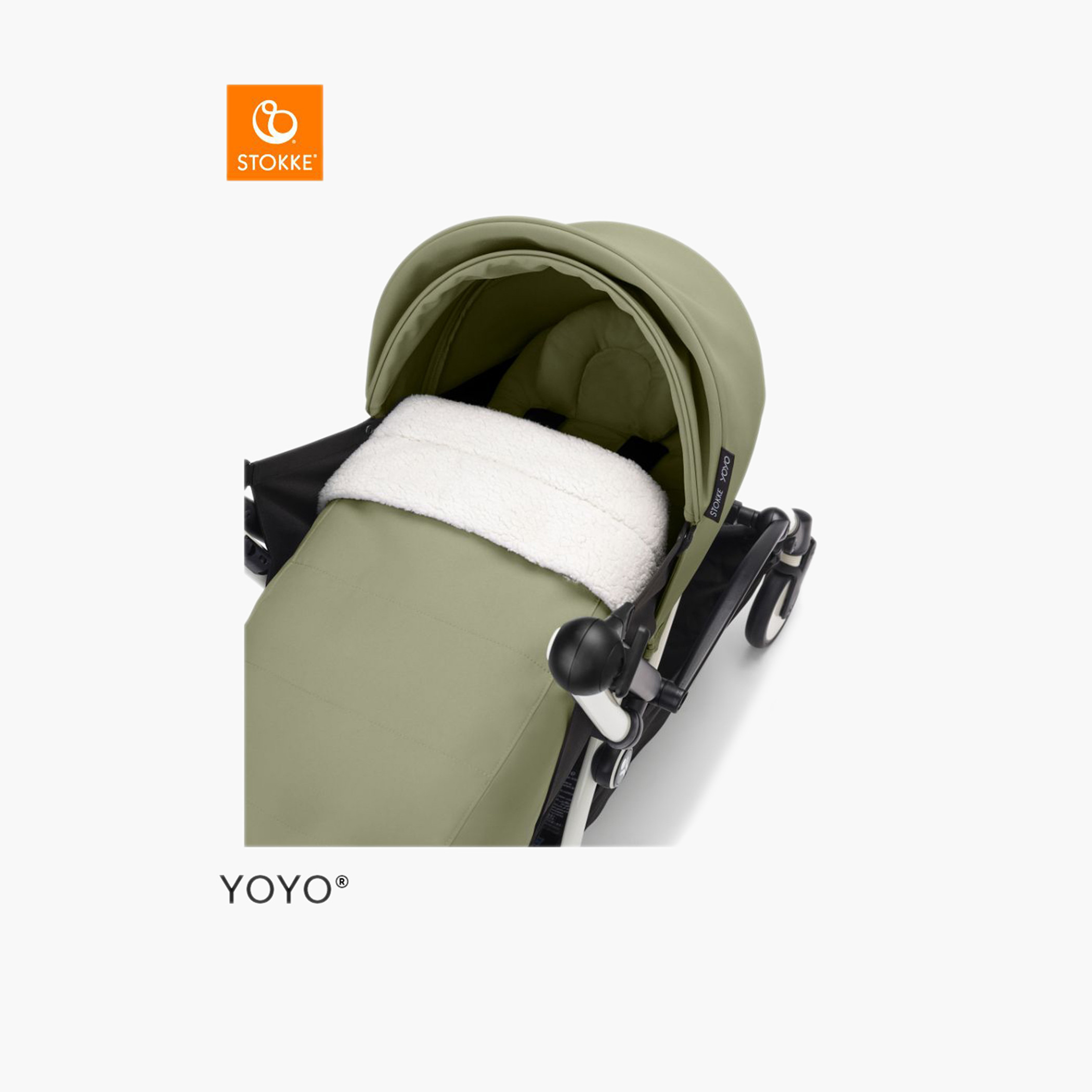 Stokke YOYO³ White frame with 0+ Newborn Pack - Olive-baby-gear-strollersandprams-strollers-image-5