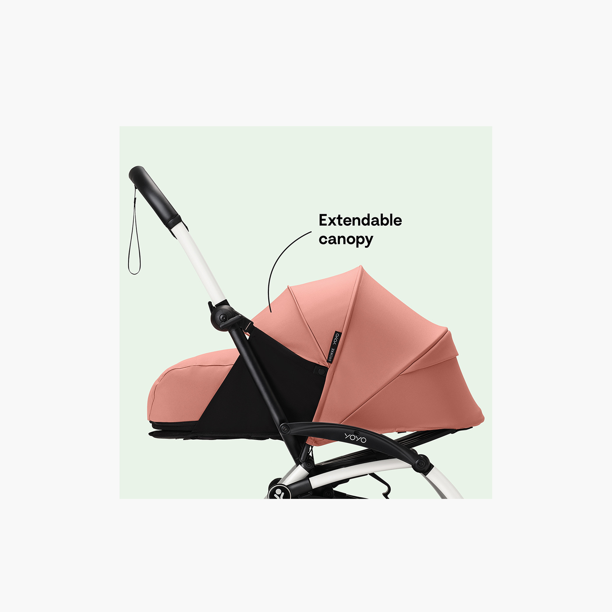 Stokke YOYO³ White frame with 0+ Newborn Pack - Olive-baby-gear-strollersandprams-strollers-image-6