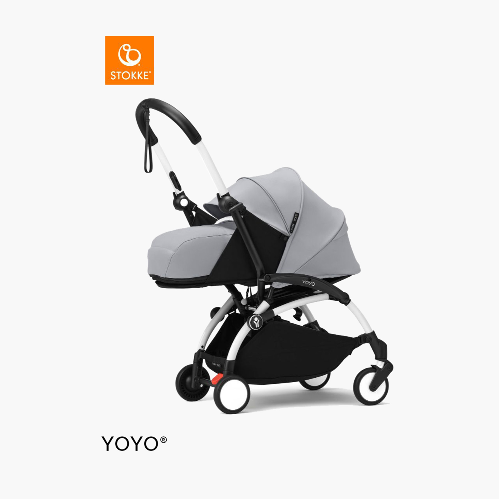 Stokke YOYO³ White frame with 0+ Newborn Pack - Stone-baby-gear-strollersandprams-strollers-image-1