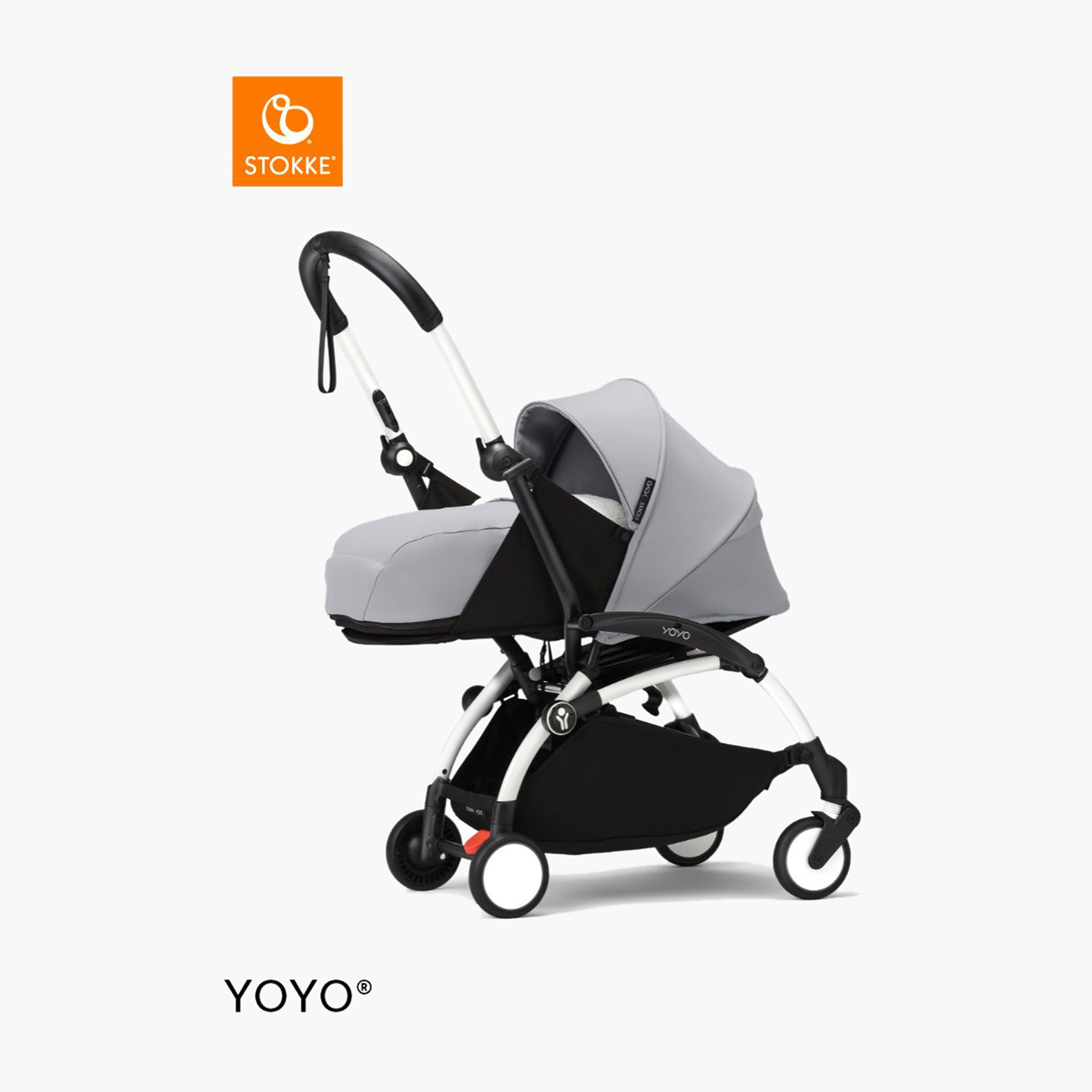 Stokke YOYO³ White frame with 0+ Newborn Pack - Stone-baby-gear-strollersandprams-strollers-image-3