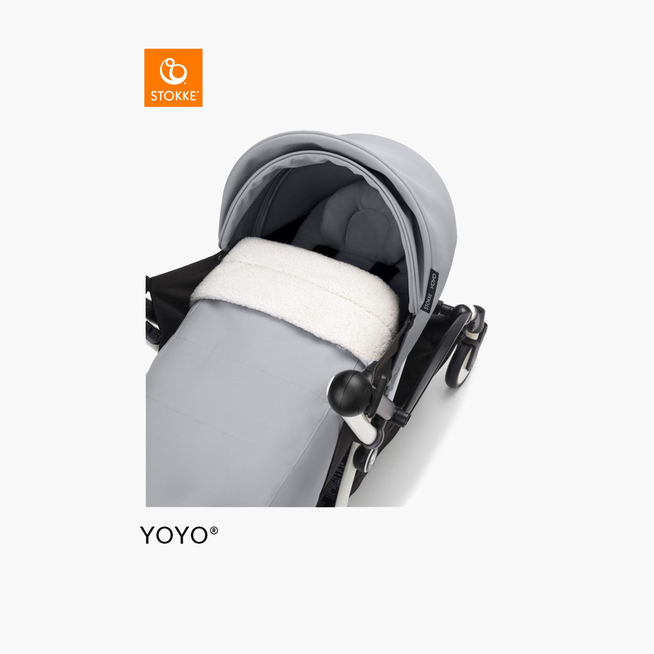 Stokke YOYO³ White frame with 0+ Newborn Pack - Stone-baby-gear-strollersandprams-strollers-image-4