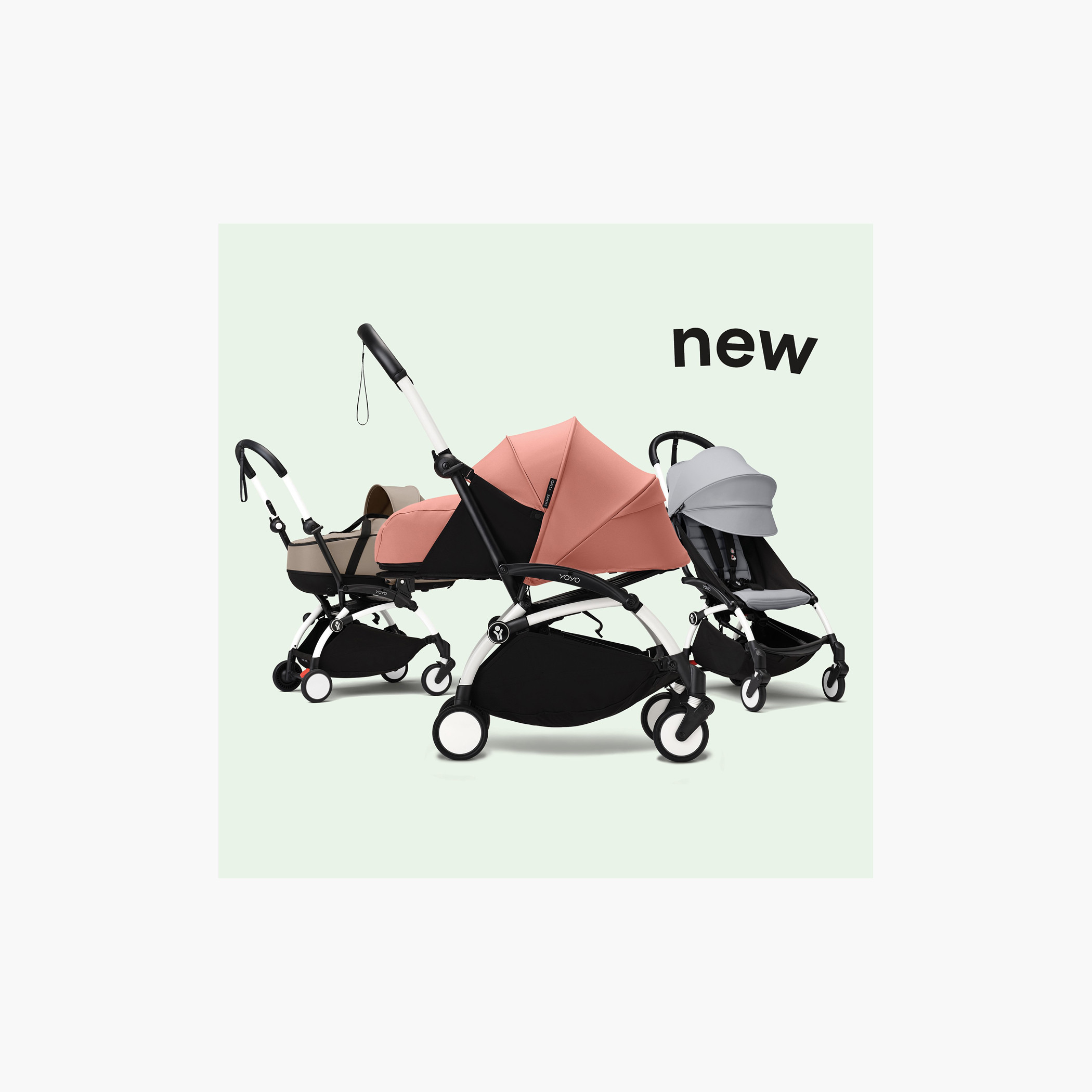 Stokke YOYO³ White frame with 0+ Newborn Pack - Stone-baby-gear-strollersandprams-strollers-image-8