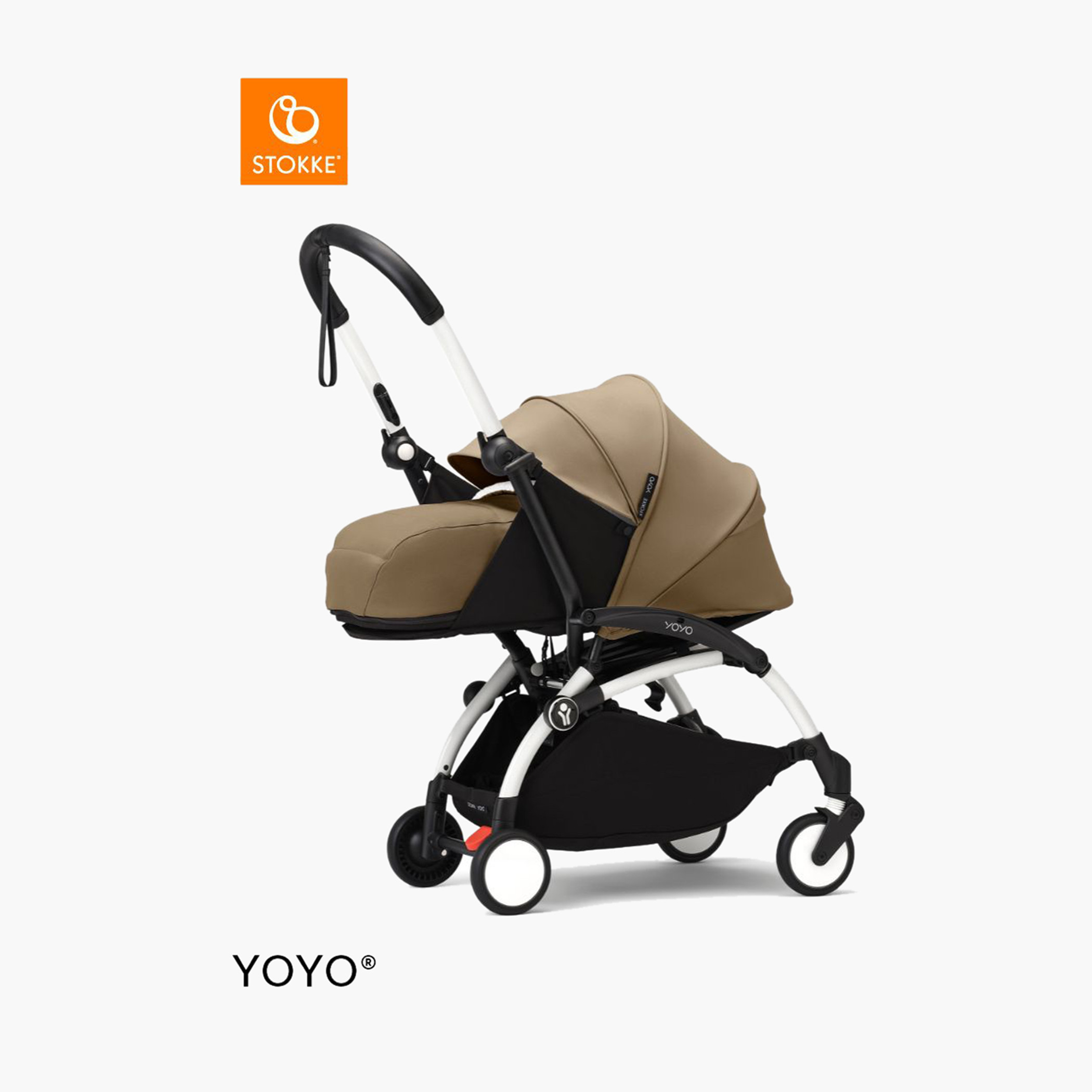 Stokke YOYO³ White frame with 0+ Newborn Pack - Toffee-baby-gear-strollersandprams-strollers-image-3
