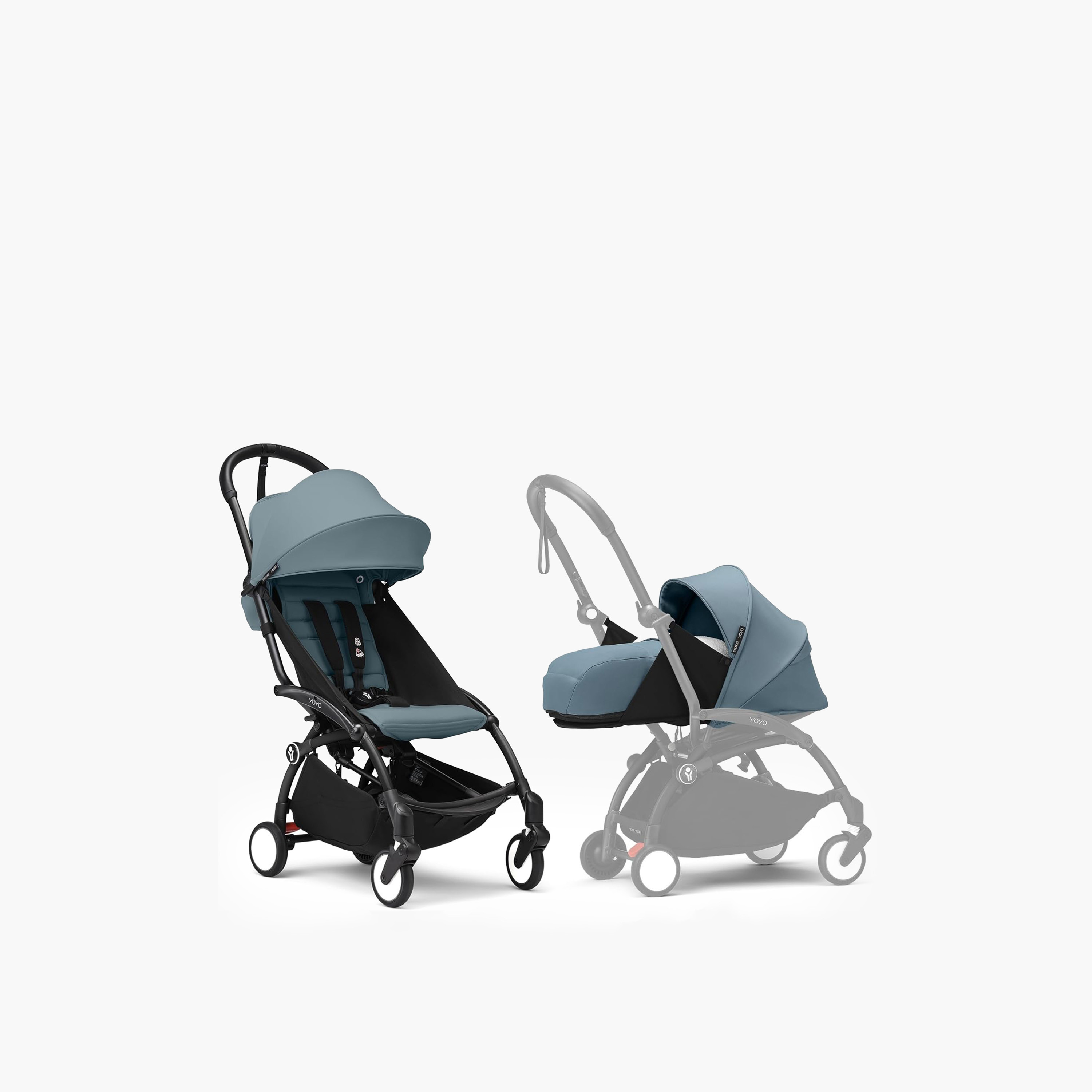 Stokke YOYO3 Stroller with Newborn Pack - Black Frame, 0+ Newborn Pack & 6+Color Pack - Aqua-baby-gear-strollersandprams-strollers-image-1