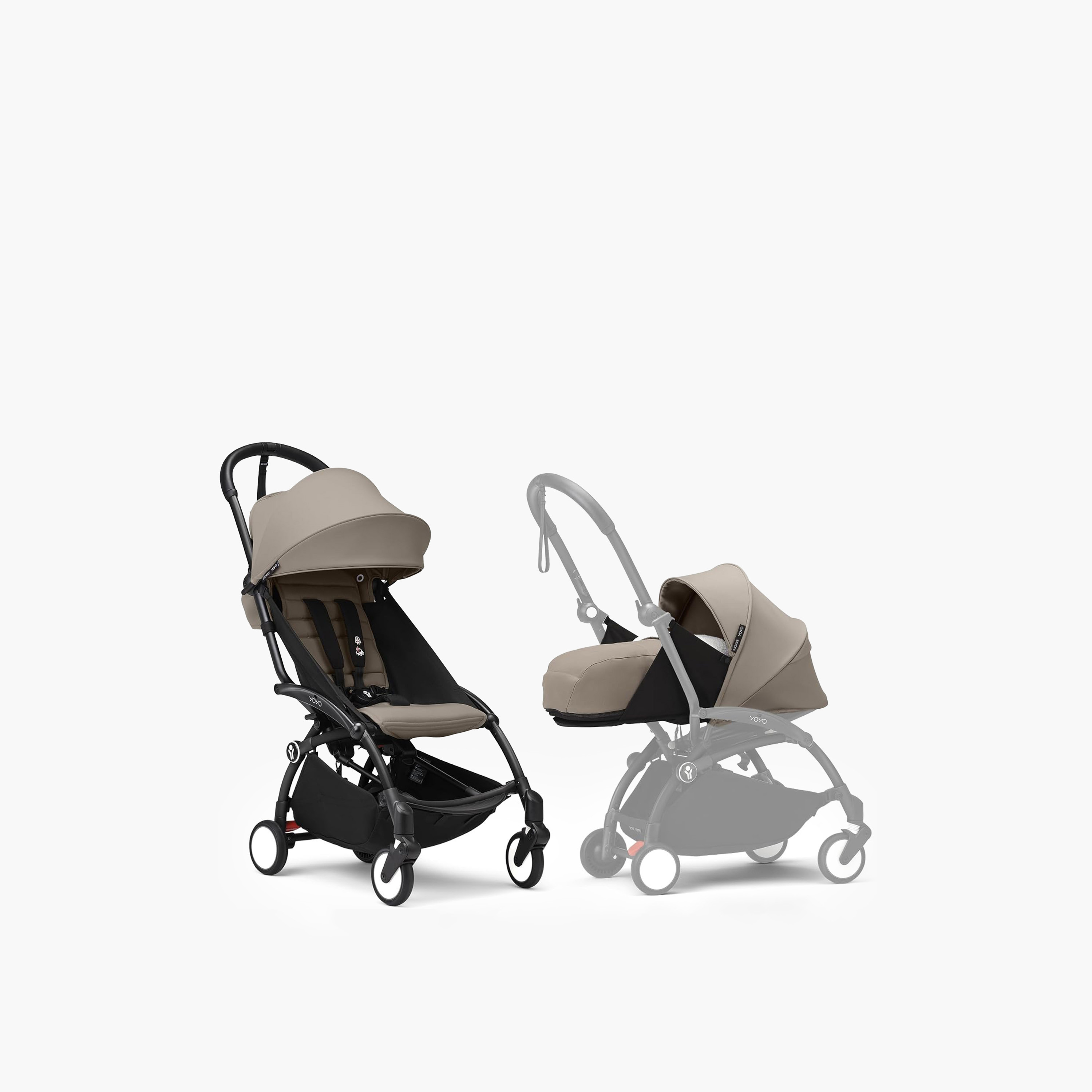 Stokke YOYO3 Stroller with Newborn Pack - Black Frame, 0+ Newborn Pack & 6+Color Pack - Taupe-baby-gear-strollersandprams-strollers-image-1