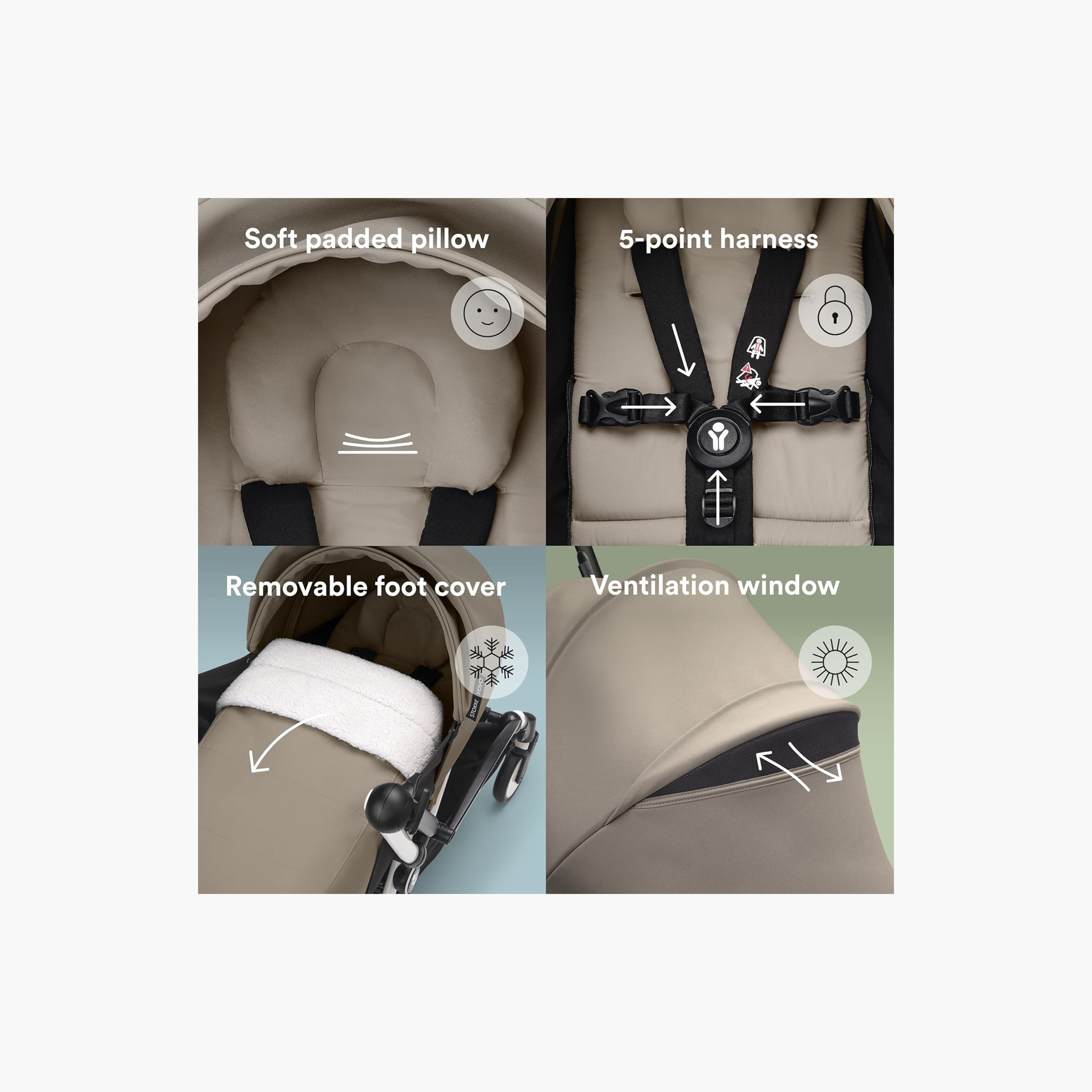 Stokke YOYO3 Stroller with Newborn Pack - Black Frame, 0+ Newborn Pack & 6+Color Pack - Taupe-baby-gear-strollersandprams-strollers-image-3