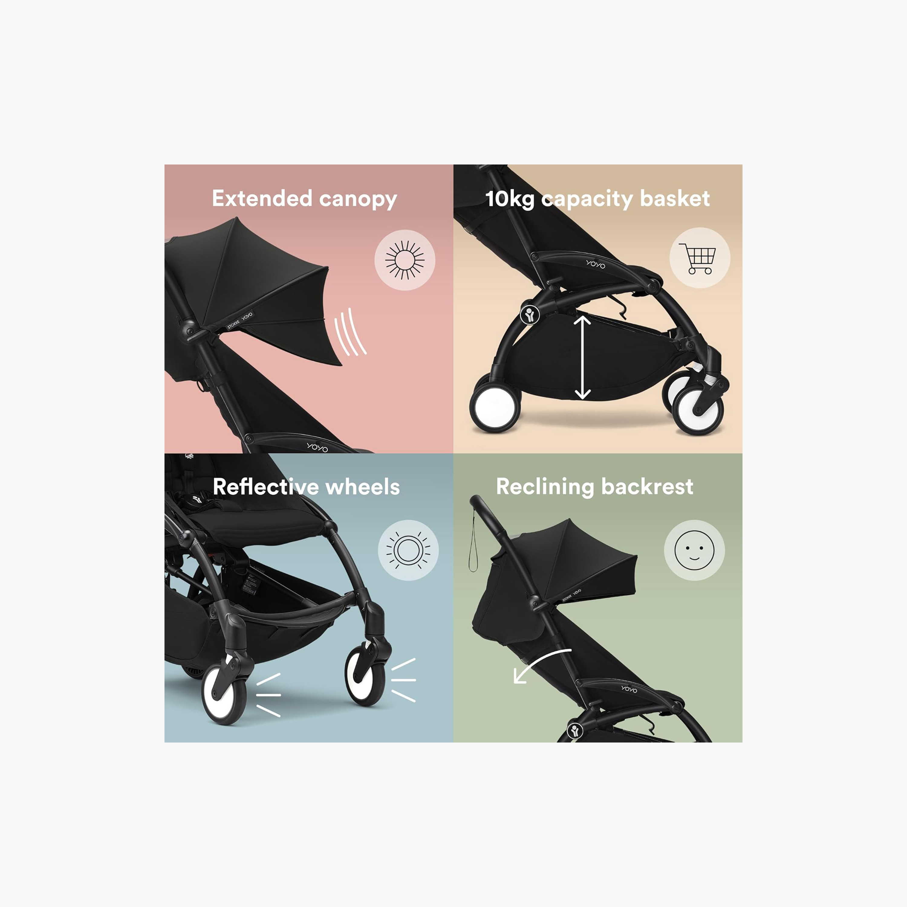 Stokke YOYO3 Stroller with Newborn Pack - Black Frame, 0+ Newborn Pack & 6+Color Pack - Taupe-baby-gear-strollersandprams-strollers-image-5