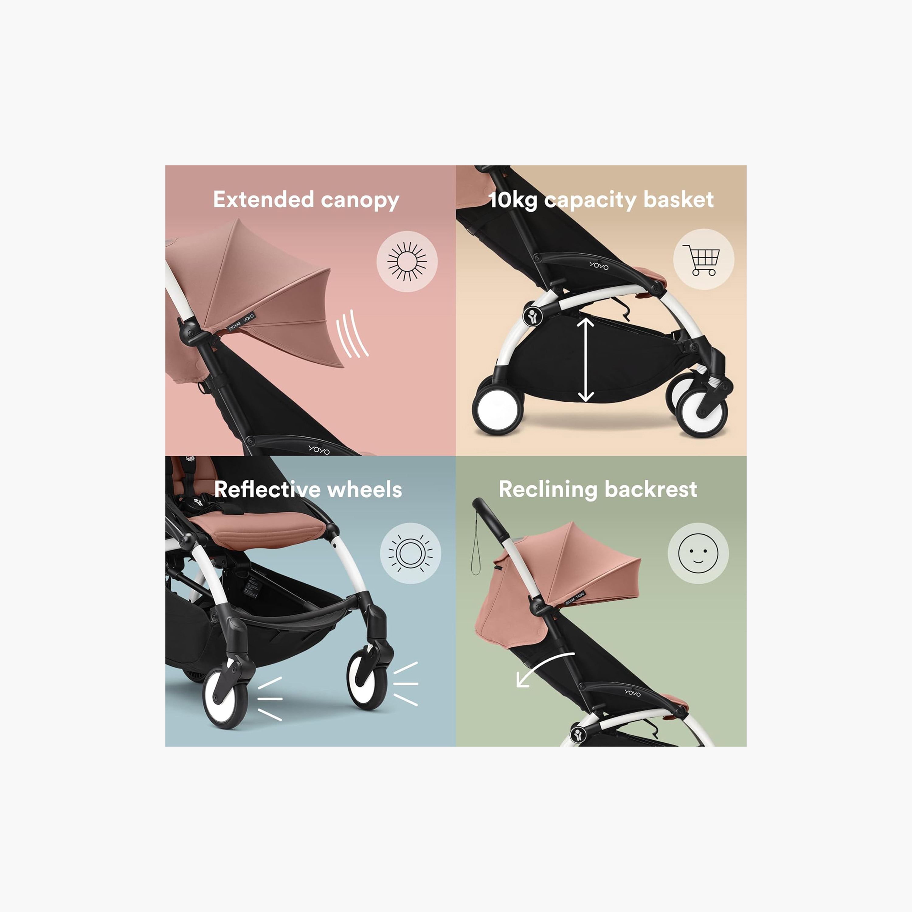 عربة أطفال يويو3 مع طقم حديثي الولادة بإطار أبيض، وطقم 0+ لحديثي الولادة، وطقم ألوان 6+ من ستوكي - لون الزنجبيل-baby-gear-strollersandprams-strollers-image-5