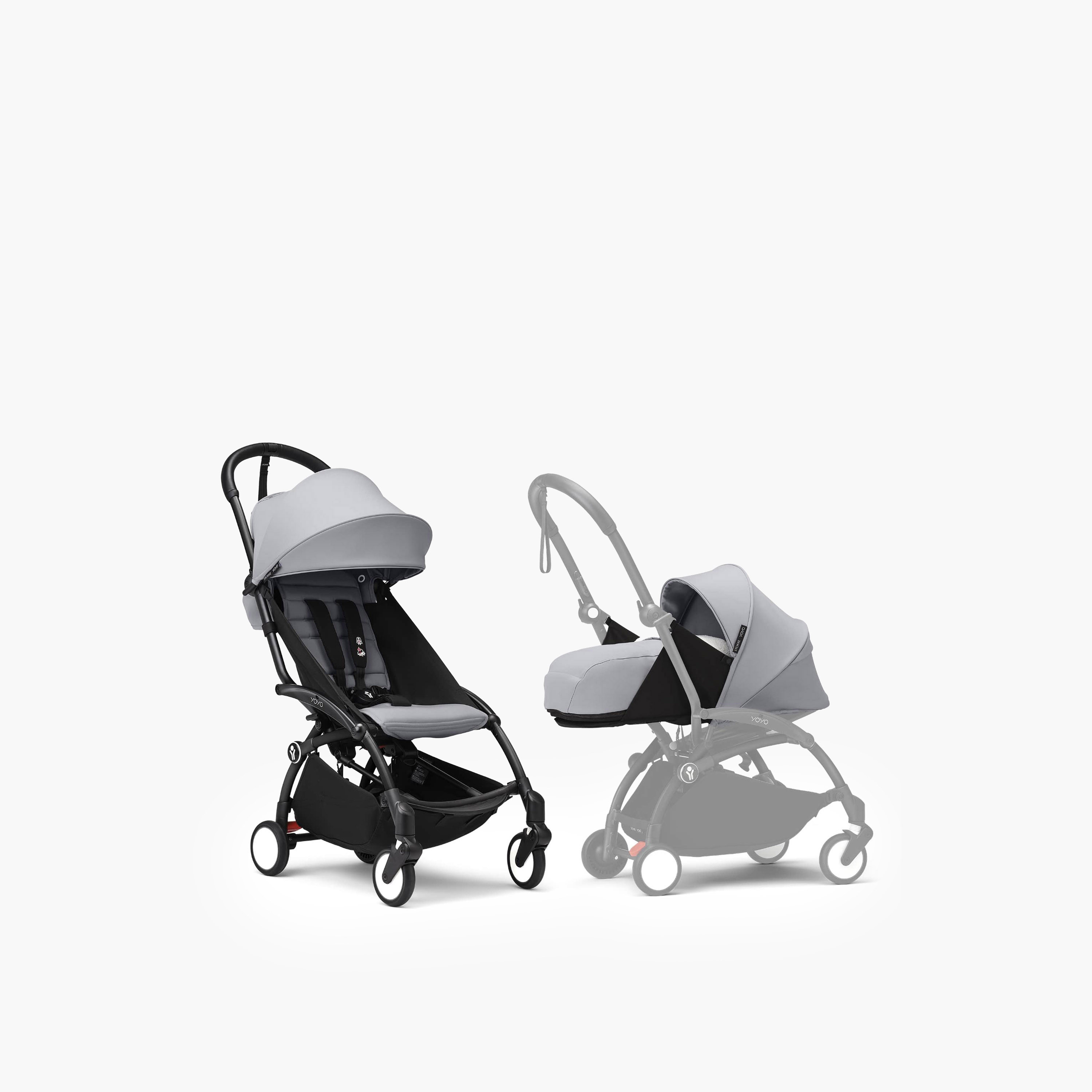 Stokke YOYO3 Stroller with Newborn Pack - Black Frame, YOYO Bassinet & 6+Color Pack - Stone-baby-gear-strollersandprams-strollers-image-1