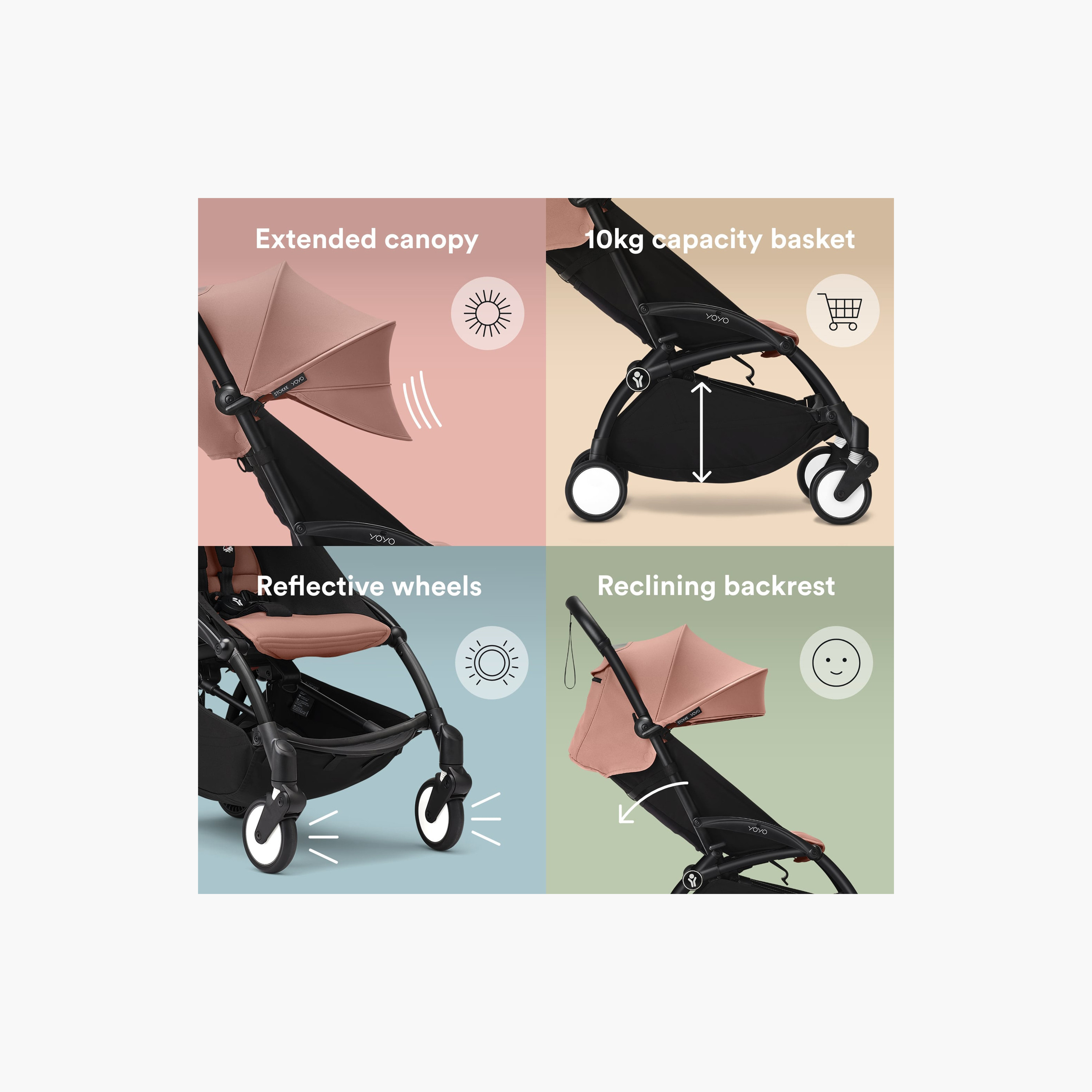 Stokke YOYO3 Stroller with Newborn Pack - Black Frame, Newborn Shell & 6+ Color Pack - Ginger-baby-gear-strollersandprams-strollers-image-5