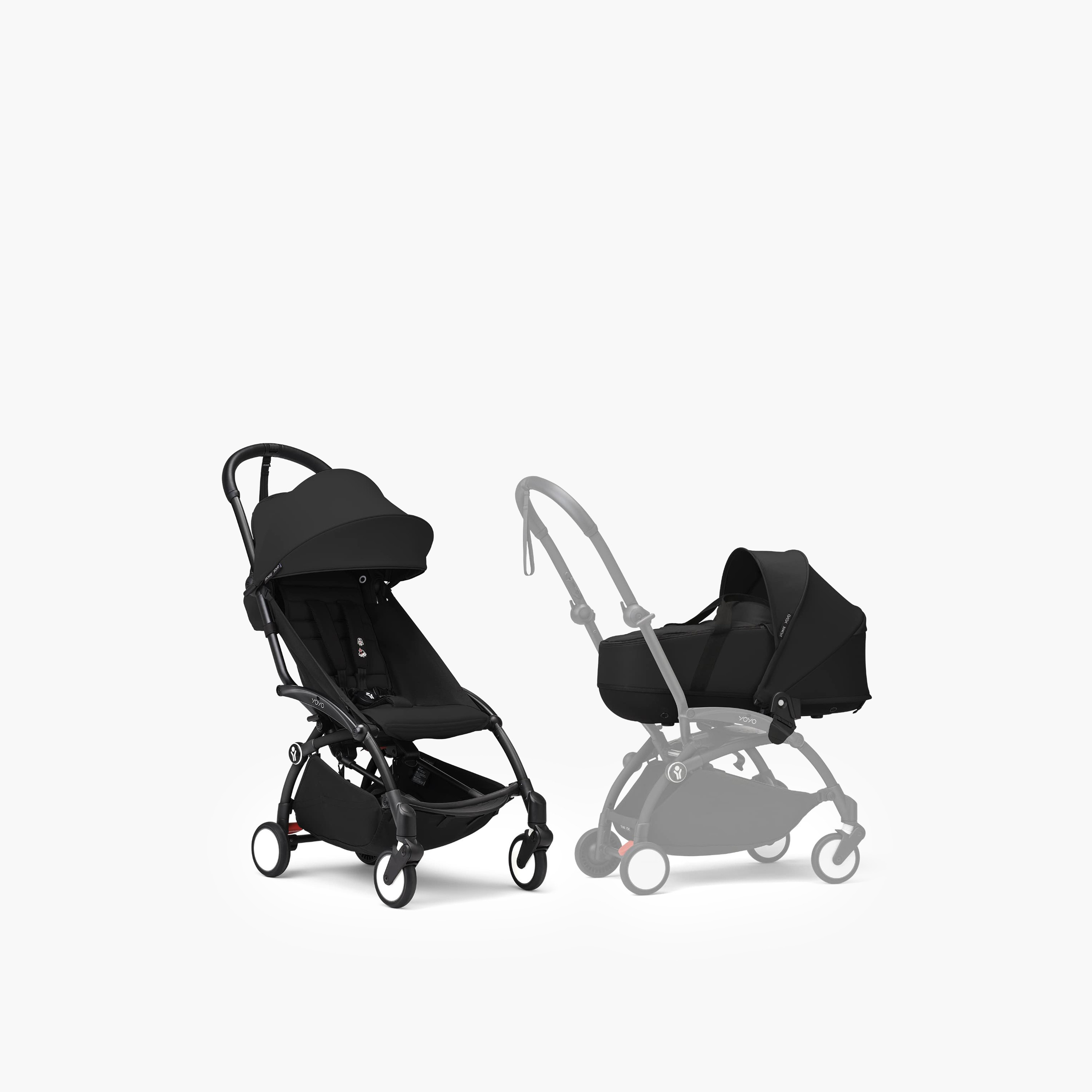 Stokke YOYO3 Stroller with Newborn Pack - Black Frame, Newborn Shell & 6+ Color Pack - Black-baby-gear-strollersandprams-strollers-image-1