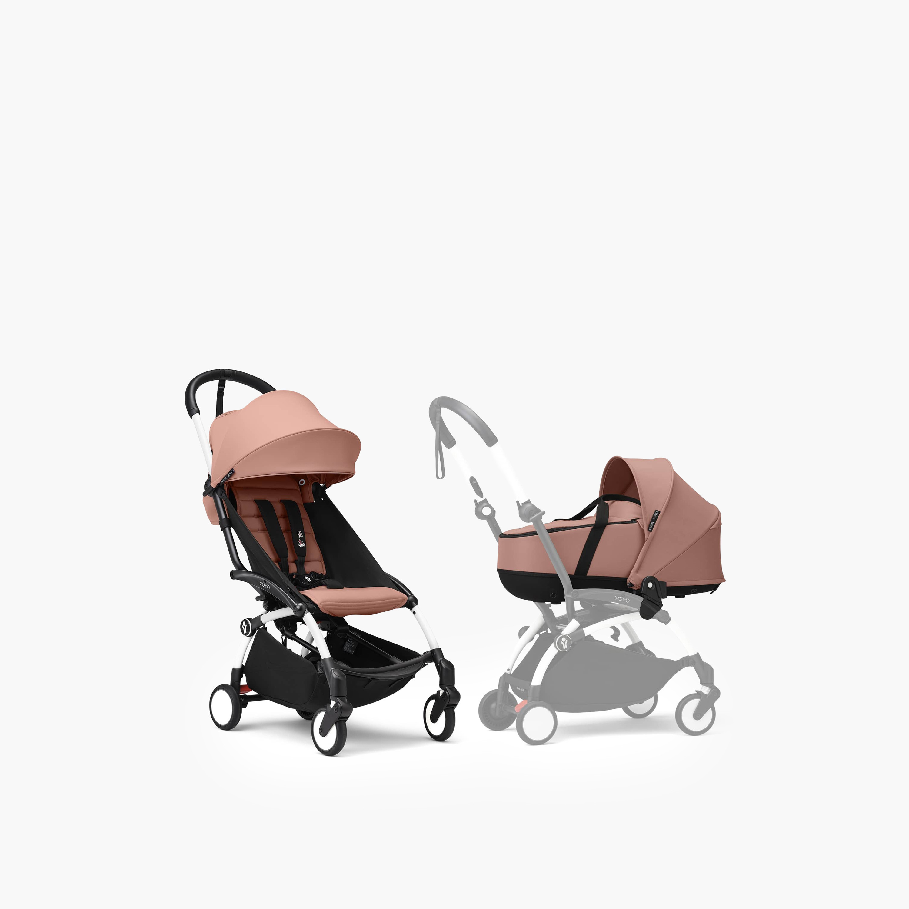 Stokke YOYO3 Stroller with Newborn Pack - White Frame, Newborn Shell & 6+ Color Pack - Ginger-baby-gear-strollersandprams-strollers-image-1