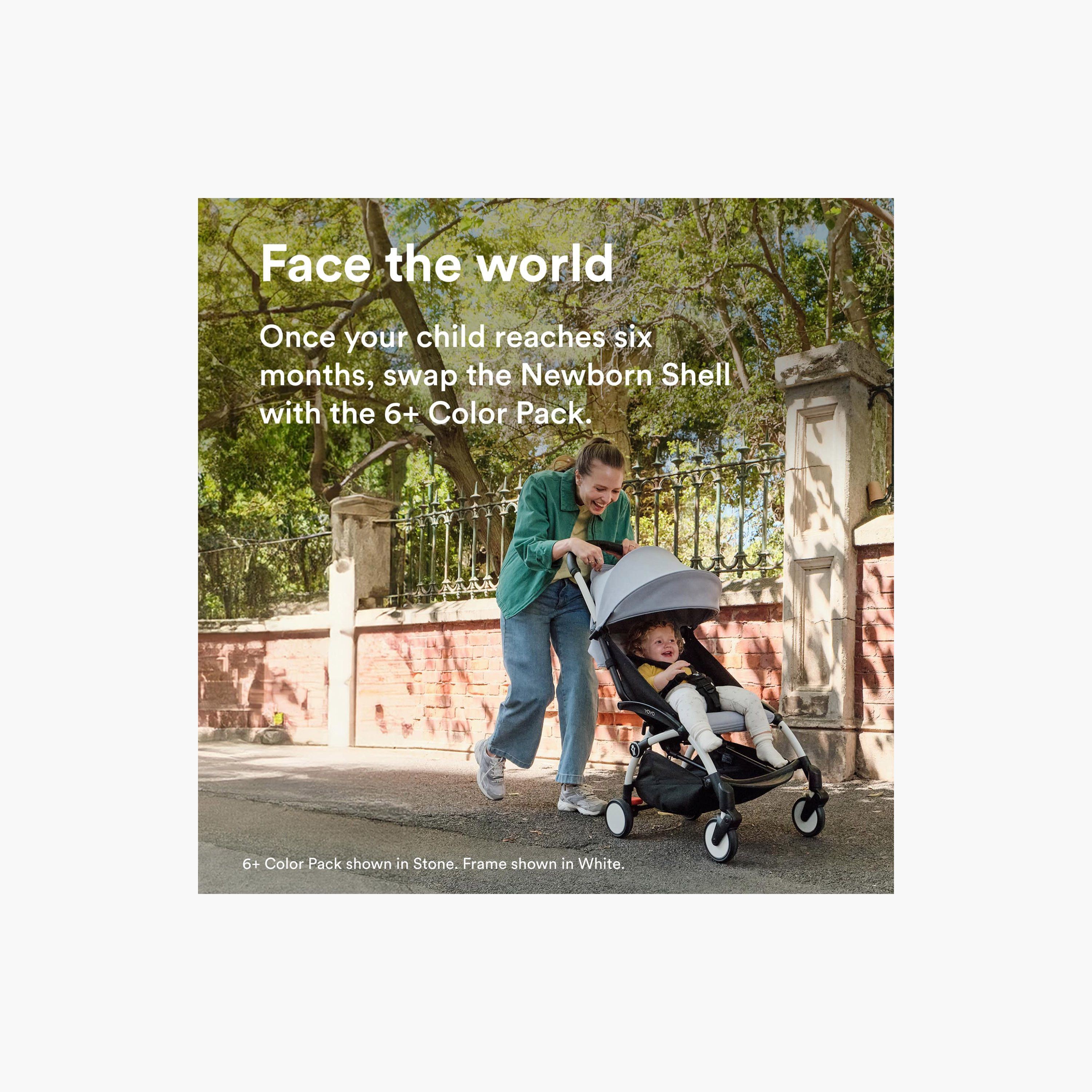 Stokke YOYO3 Stroller with Newborn Pack - White Frame, Newborn Shell & 6+ Color Pack - Taupe-baby-gear-strollersandprams-strollers-image-4