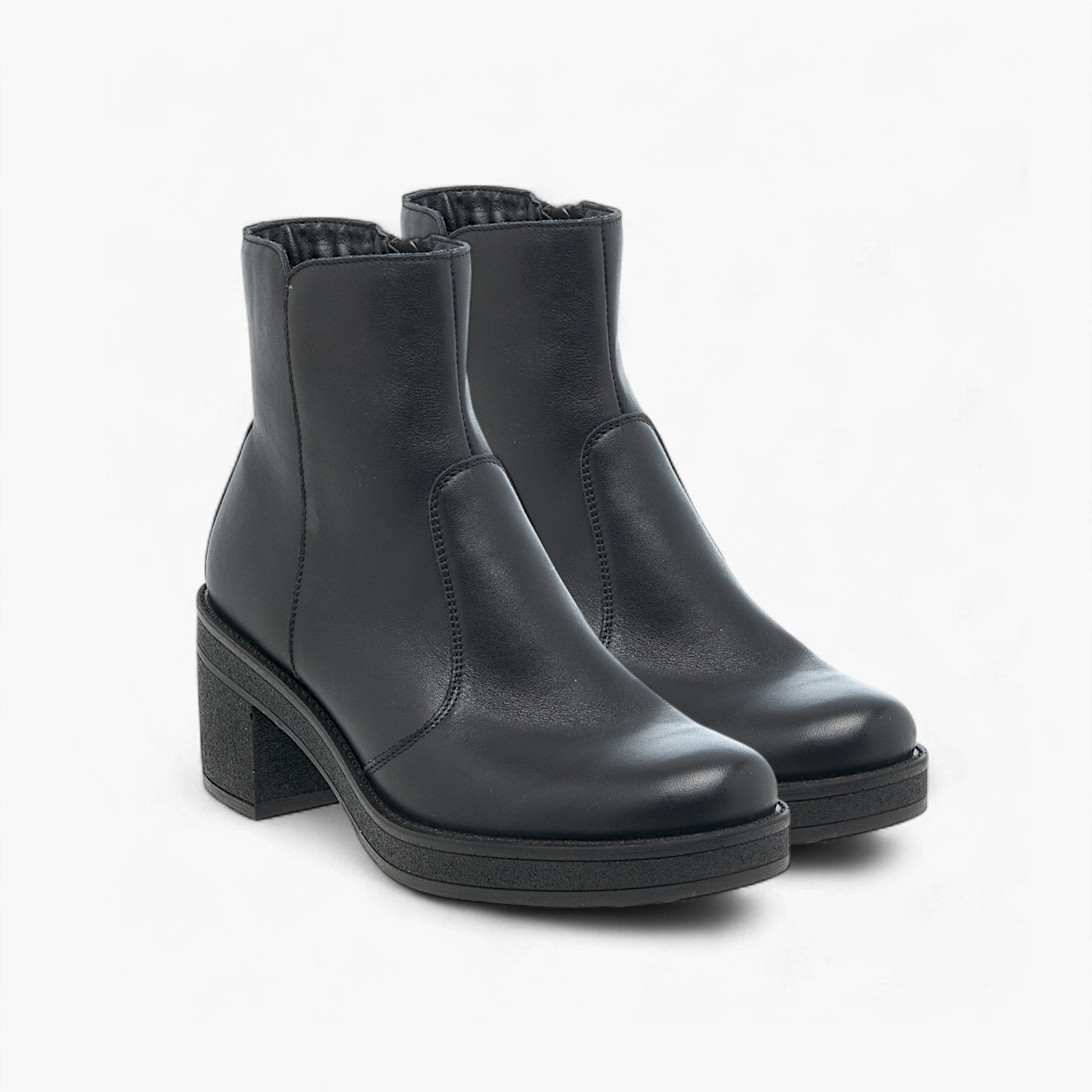 Celeste Women's Solid Ankle Boots with Zip Closure and Block Heels-women-shoes-boots-image-1
