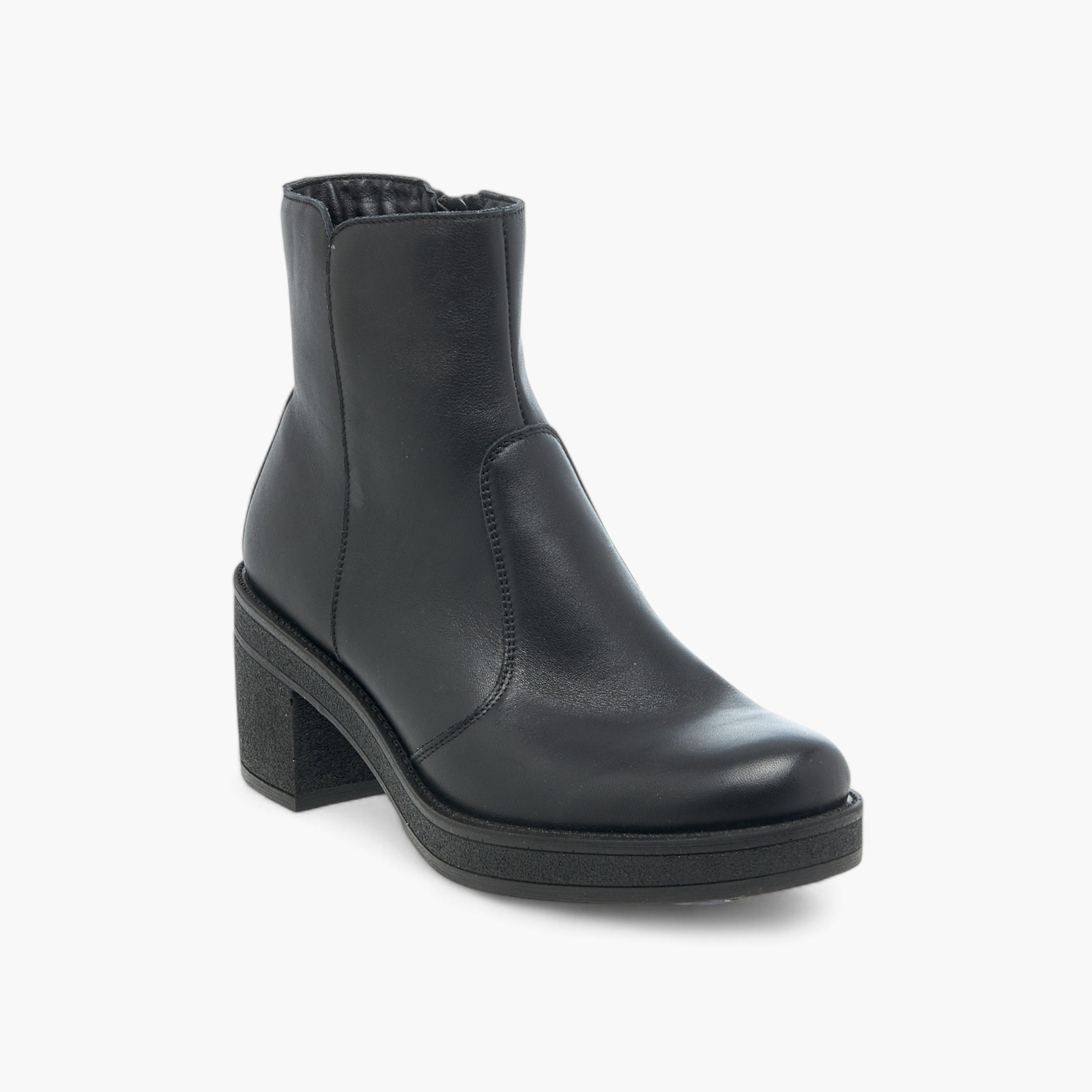 Celeste Women's Solid Ankle Boots with Zip Closure and Block Heels-women-shoes-boots-image-2