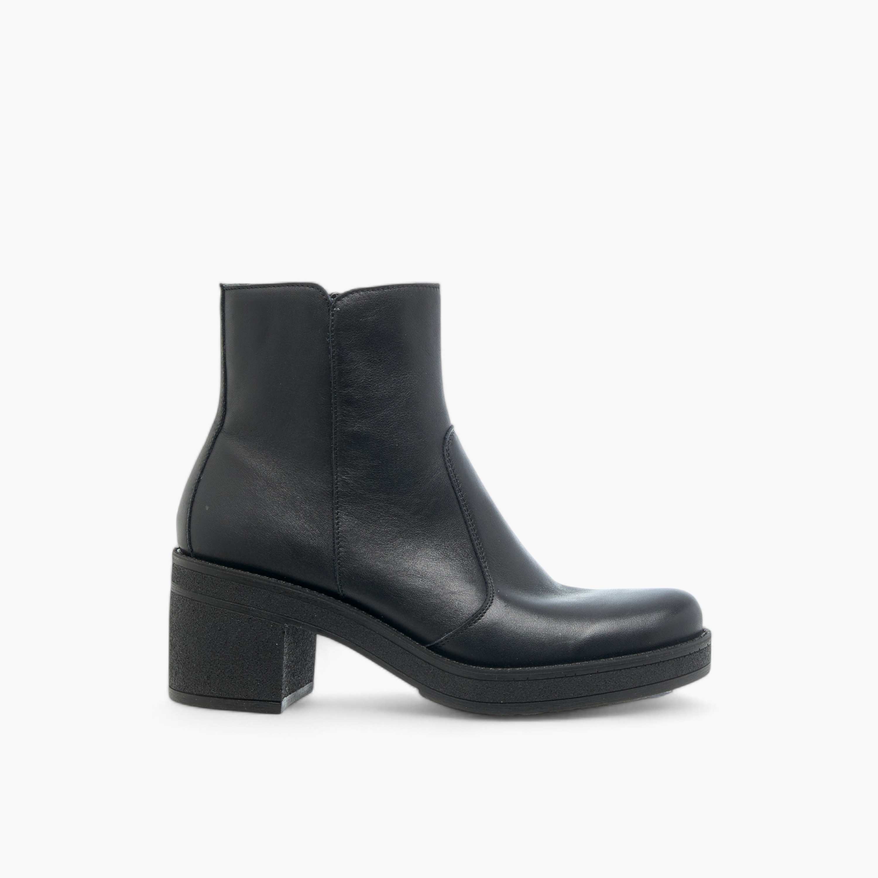 Celeste Women's Solid Ankle Boots with Zip Closure and Block Heels-women-shoes-boots-image-3