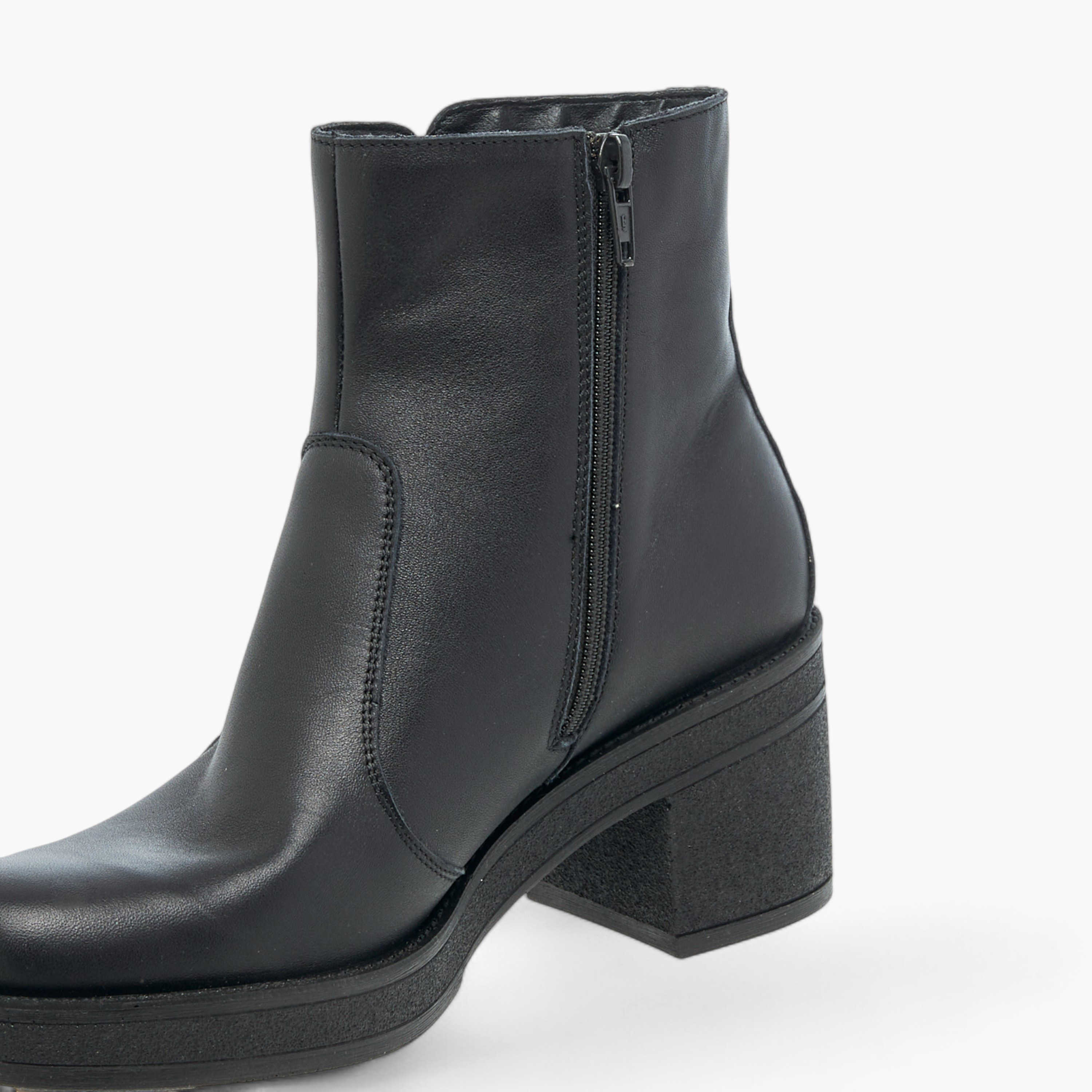 Celeste Women's Solid Ankle Boots with Zip Closure and Block Heels-women-shoes-boots-image-4