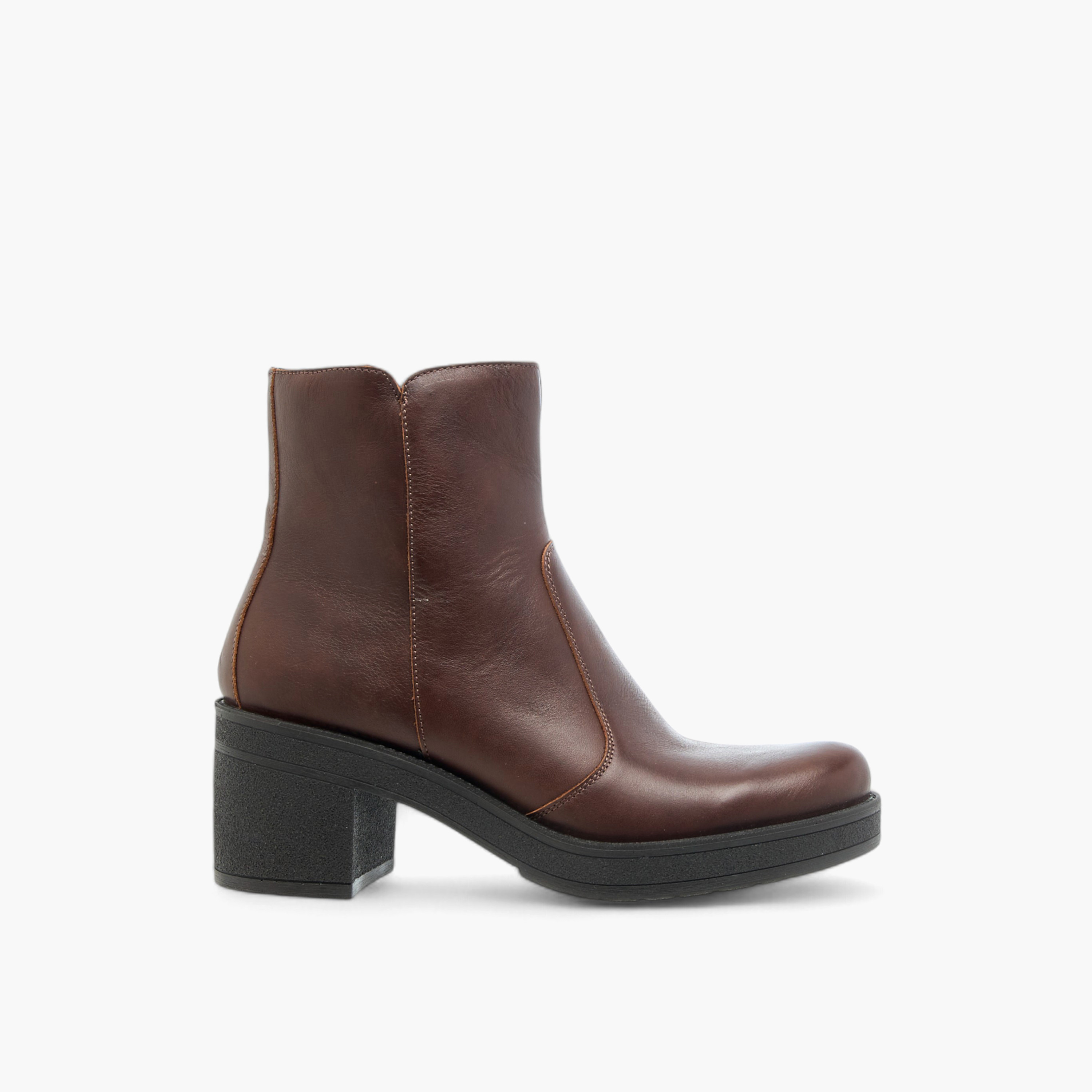 Celeste Women's Solid Ankle Boots with Zip Closure and Block Heels-women-shoes-boots-image-3