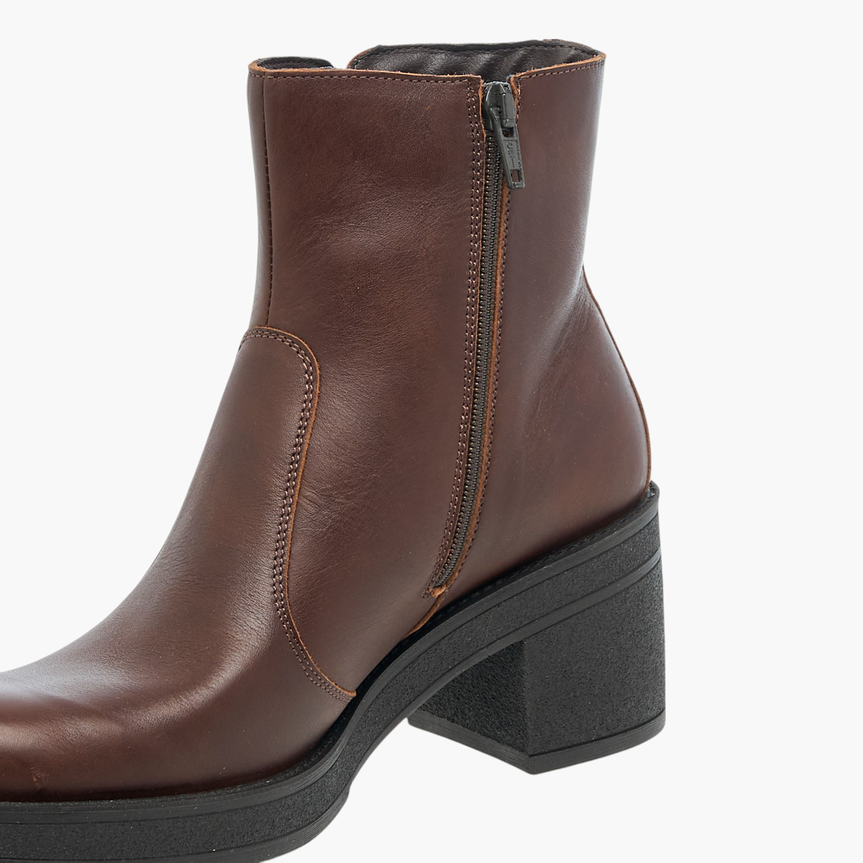 Celeste Women's Solid Ankle Boots with Zip Closure and Block Heels-women-shoes-boots-image-4