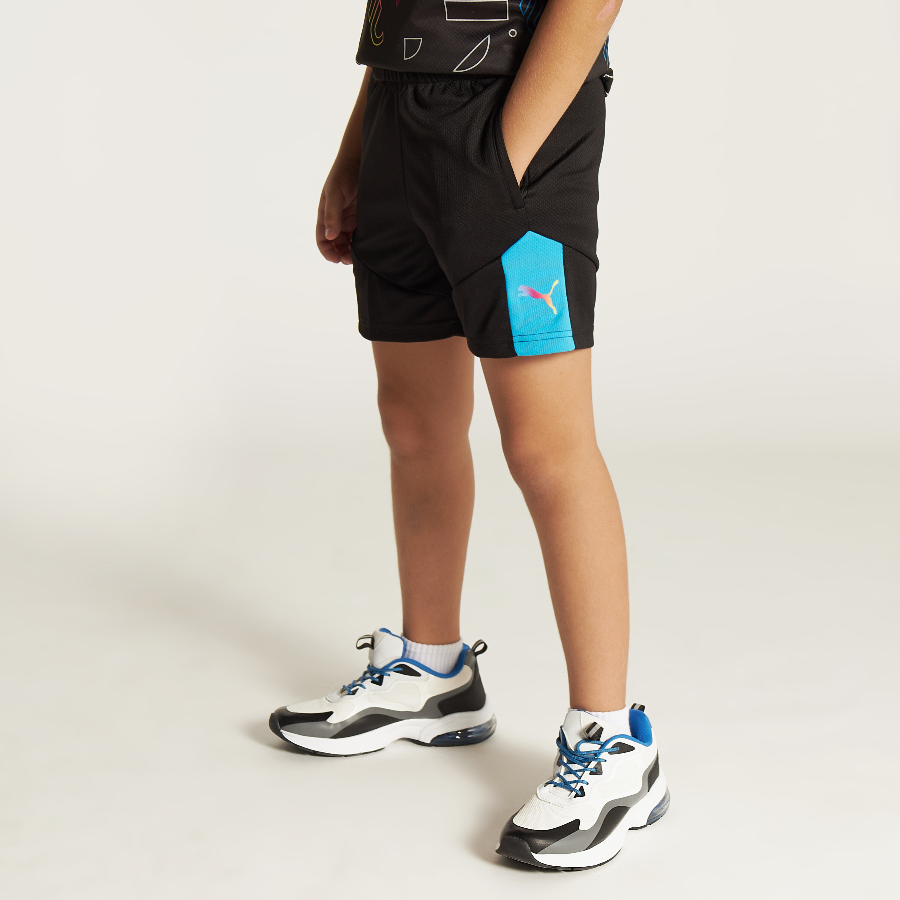 PUMA Panelled Shorts with Elasticated Waistband and Pockets-sports-boys-clothing-bottoms-image-2