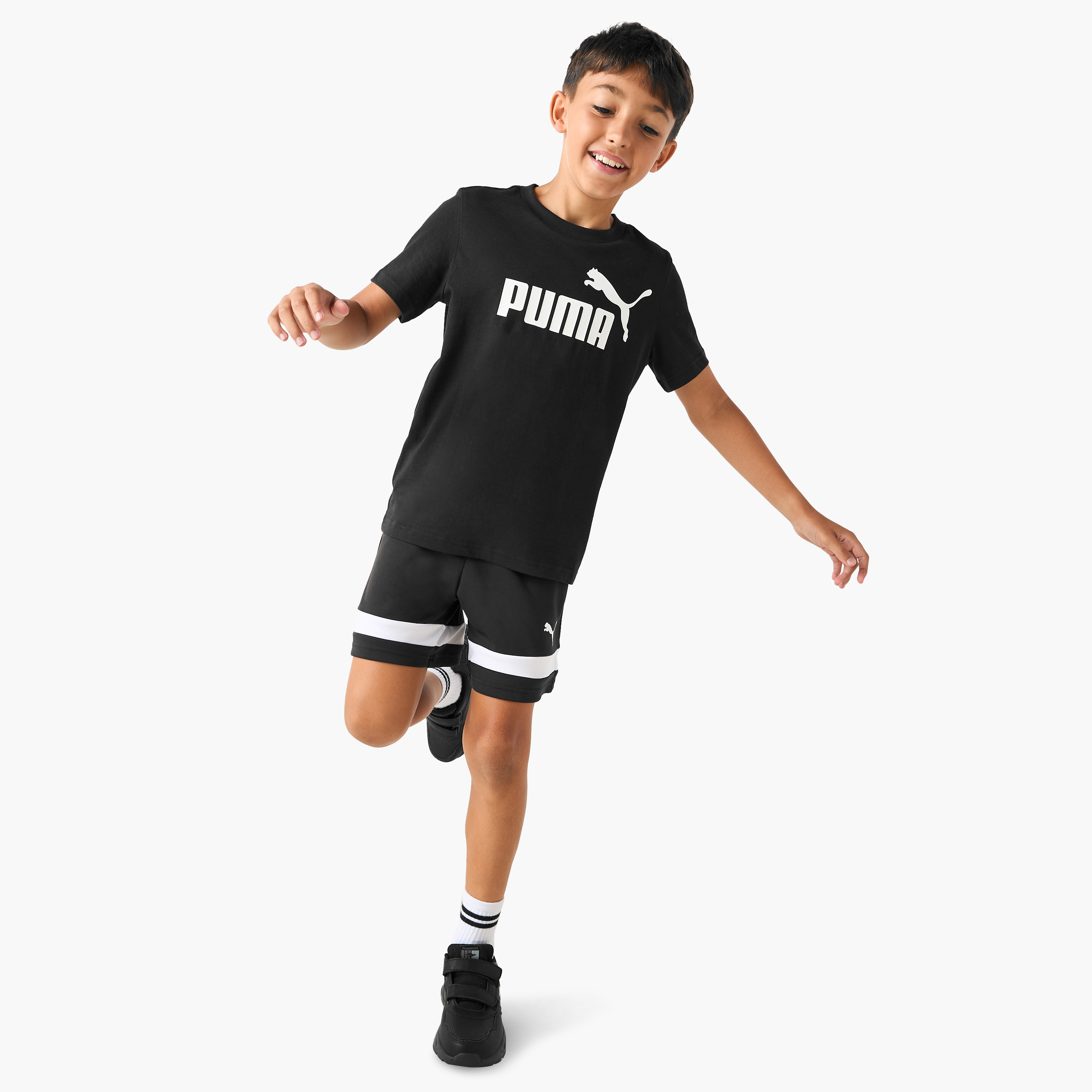 PUMA Colourblock Shorts with Elasticated Waist-boys-clothing-sportswear-bottoms-image-2