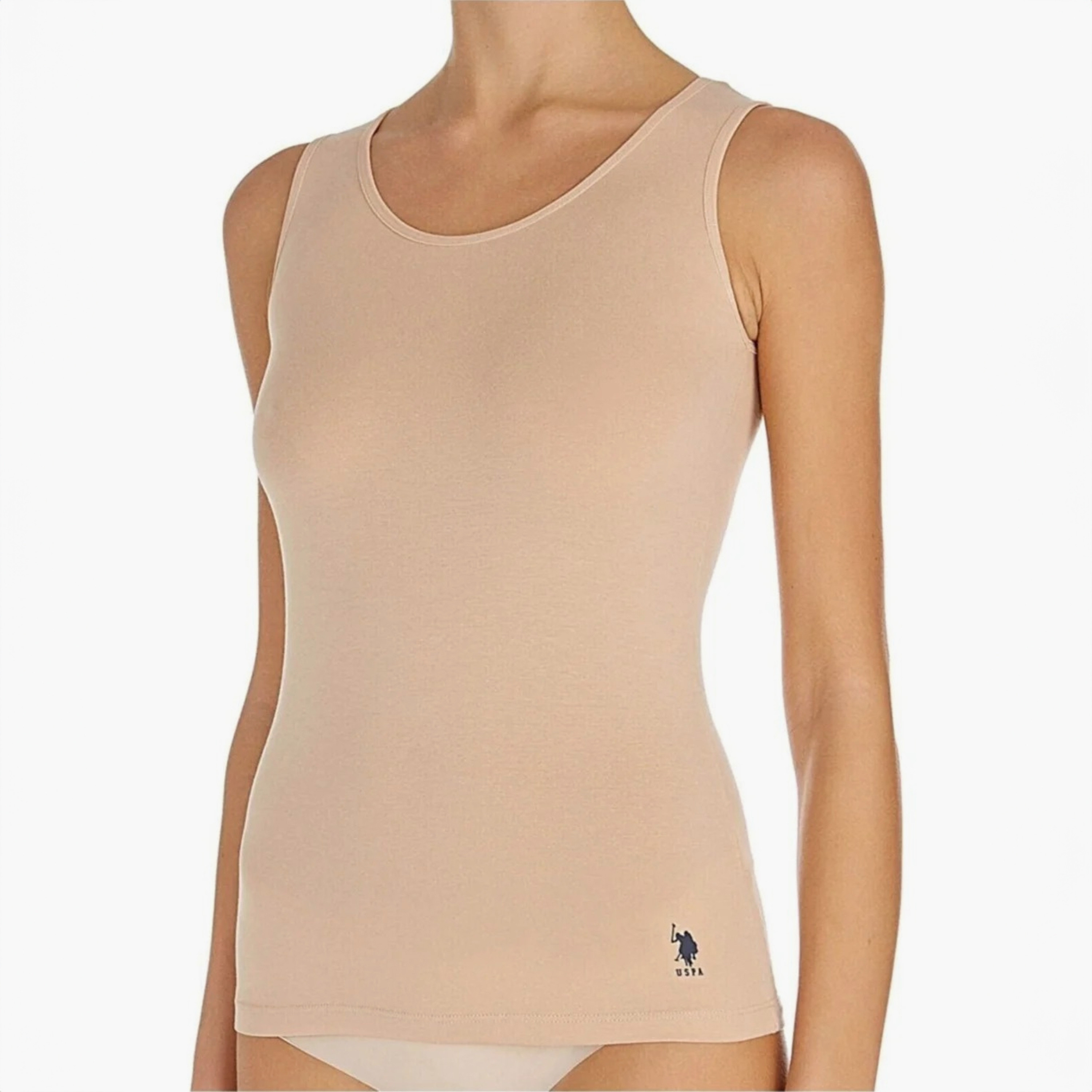 توب نسائي بدون أكمام بياقة مستديرة سادة من يو. إس. بولو آسسن.-women-clothing-lingerie-camisoles-image-1