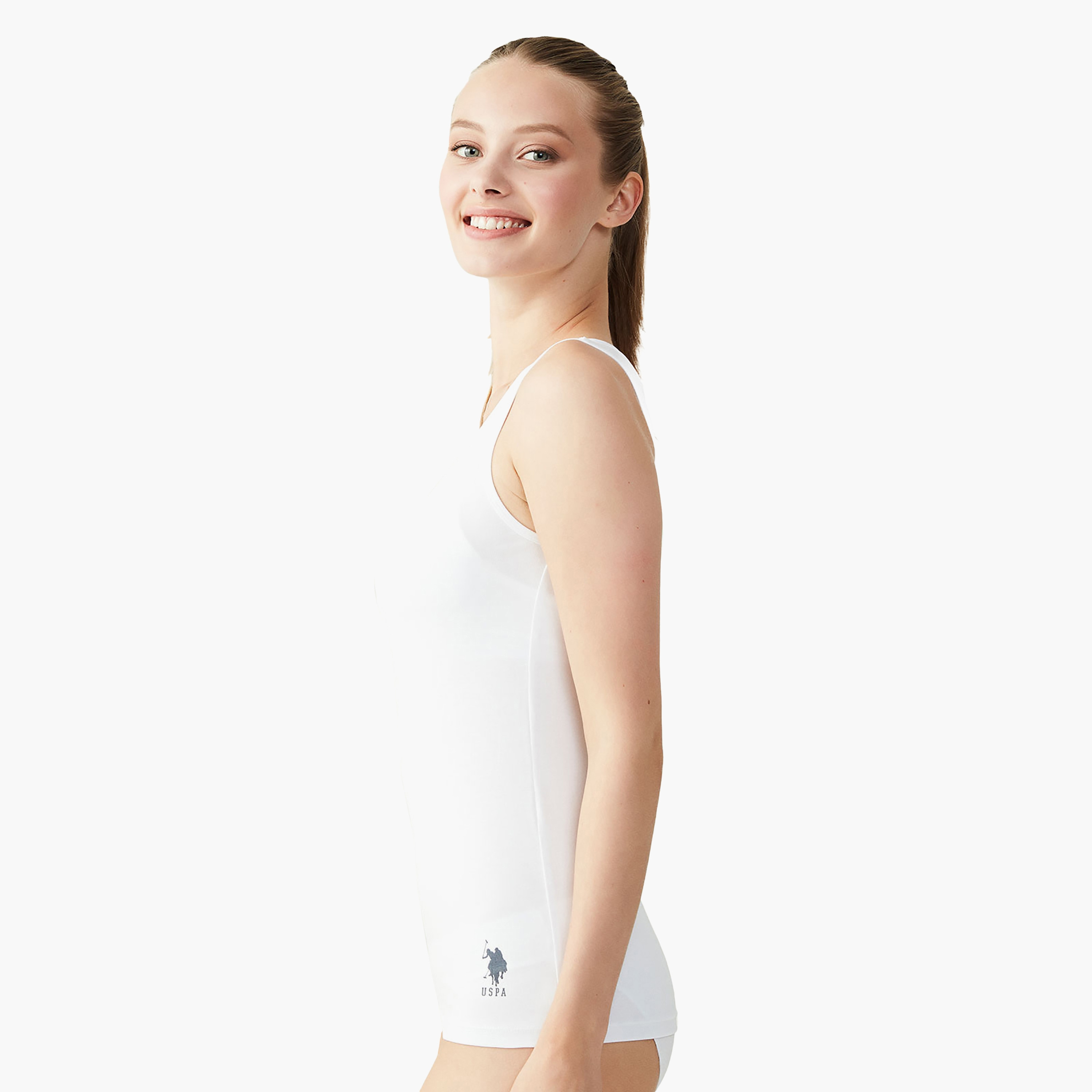 U.S. Polo Assn. Plain Scoop Neck Women's Vest-women-clothing-tshirts-image-2