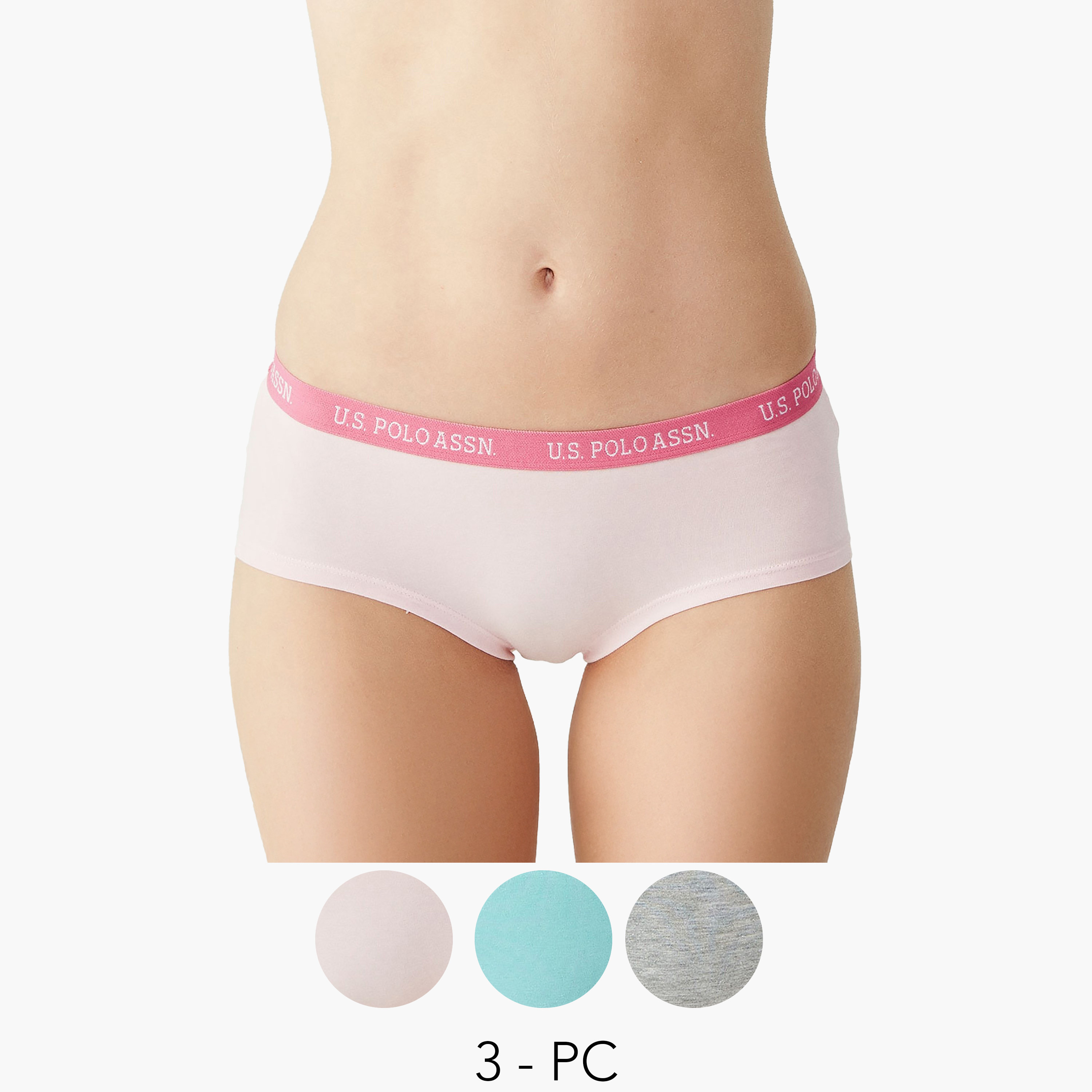 مجموعة من 3 سراويل داخلية نسائية متعددة الألوان من يو اس بولو أسسن-women-clothing-lingerie-panties-image-1