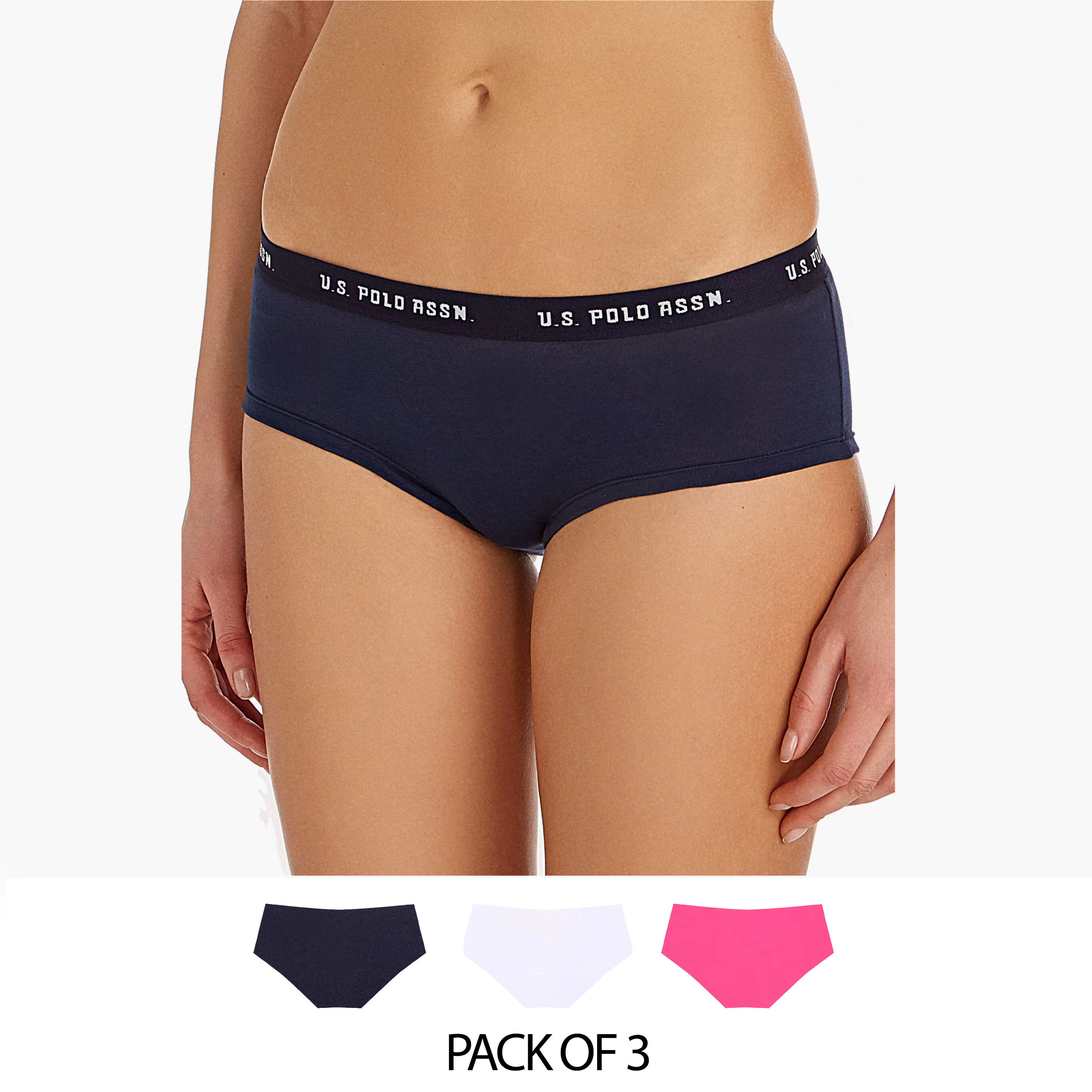 U.S. Polo Assn Pack of 3 Multicolour Full Coverage Women's Boyshort Panty-women-clothing-lingerie-panties-image-1