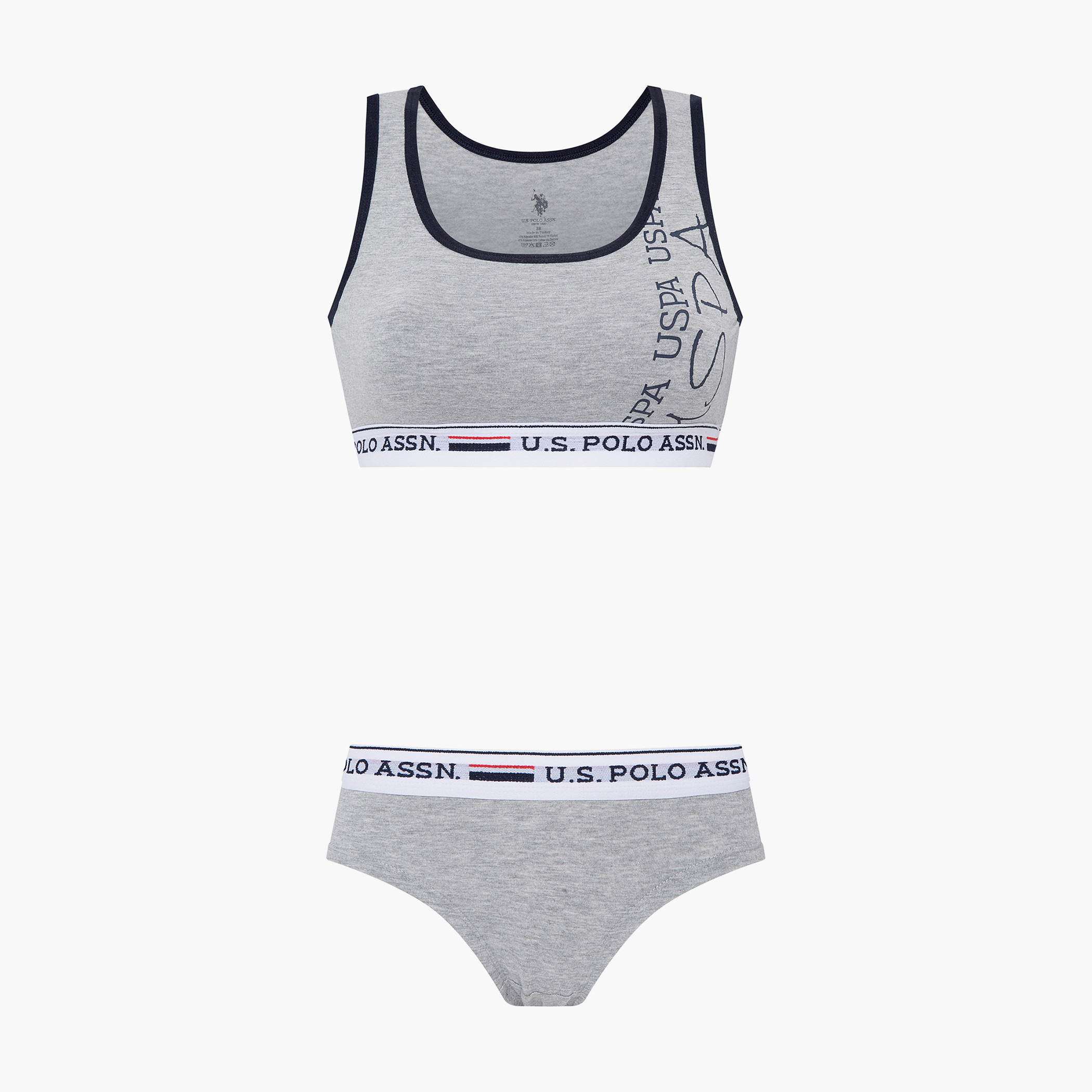 U.S. Polo Assn. Women Navy Blue Printed Non Padded Bustier and Brief Set-women-clothing-lingerie-lingeriesets-image-4