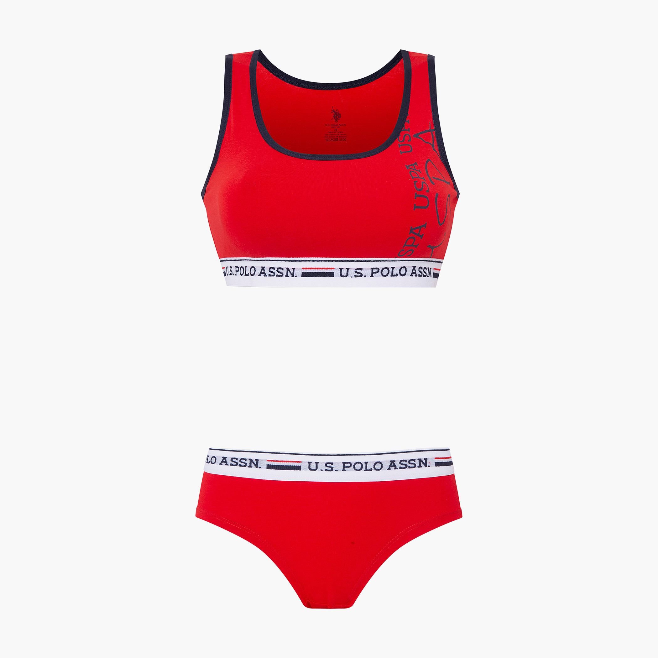 U.S. Polo Assn. Women Navy Blue Printed Non Padded Bustier and Brief Set-women-clothing-lingerie-lingeriesets-image-6