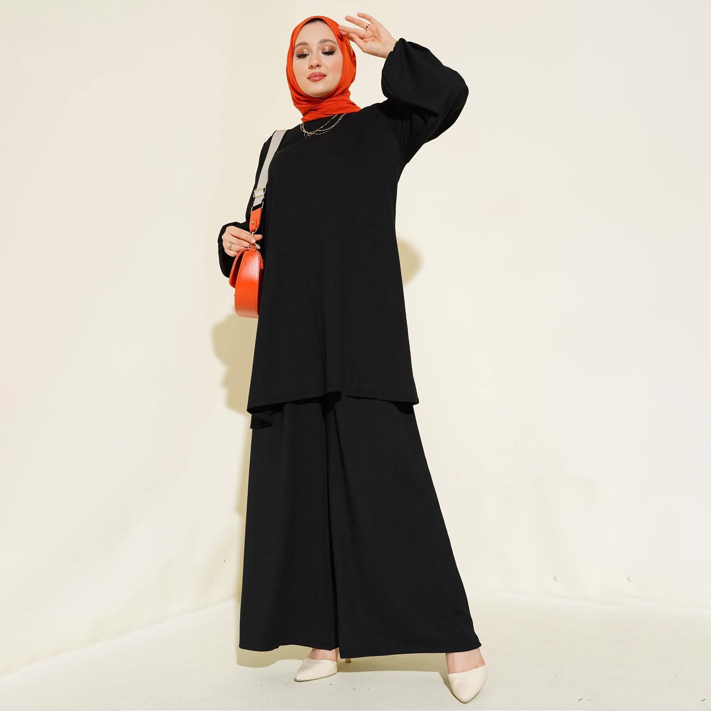 طقم نسائي بنسيج مزخرف، تونيك وسروال من بيجدارت-women-clothing-coordsets-image-31