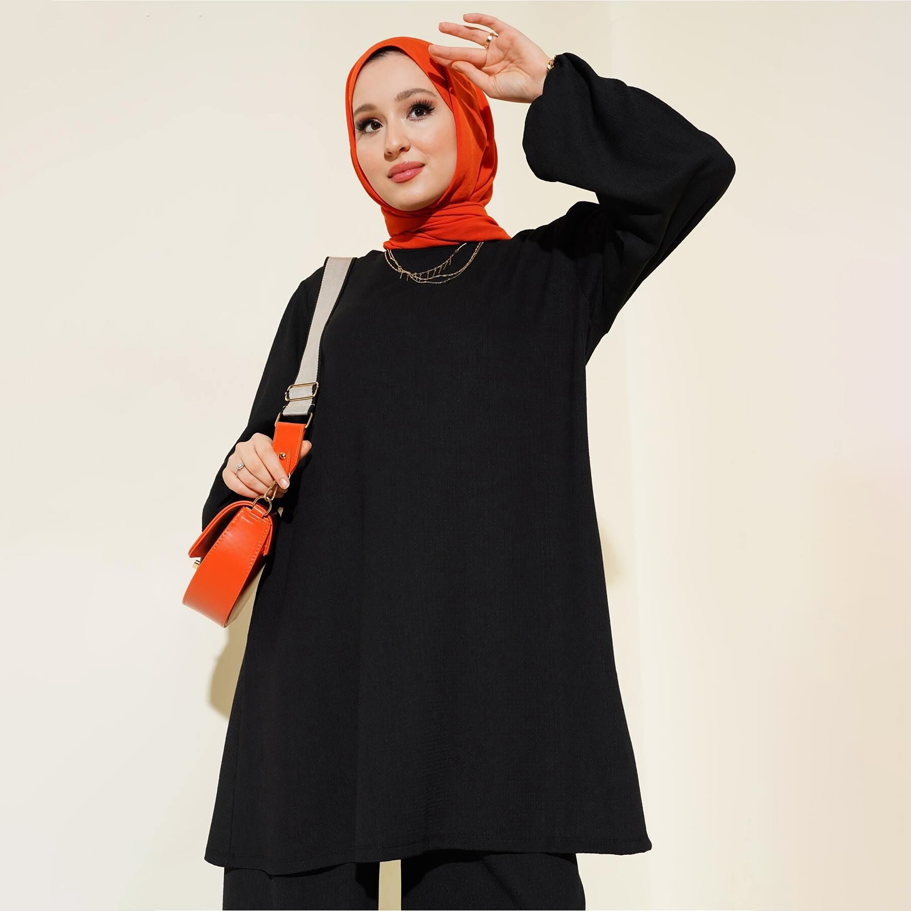 طقم نسائي بنسيج مزخرف، تونيك وسروال من بيجدارت-women-clothing-coordsets-image-32