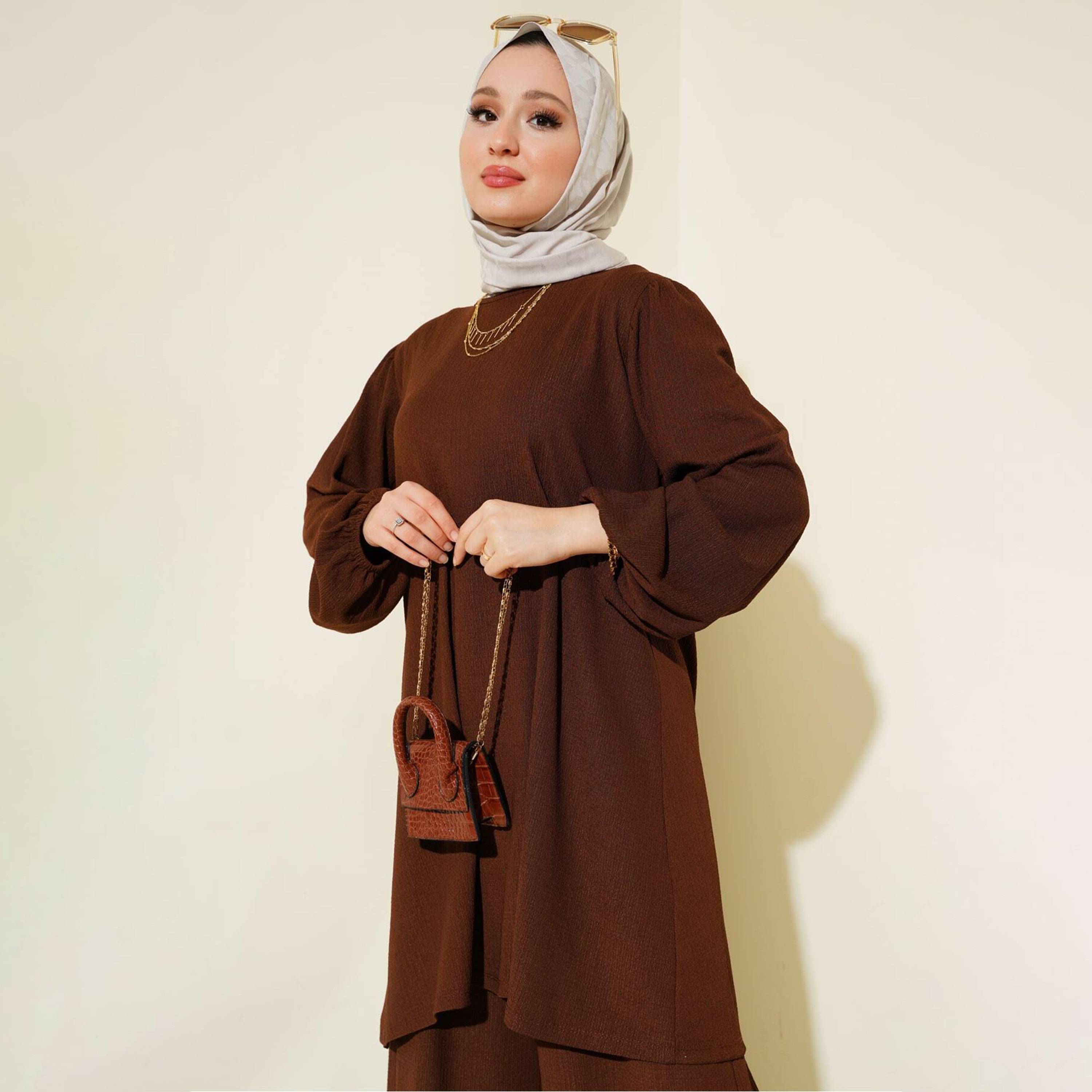 طقم نسائي بنسيج مزخرف، تونيك وسروال من بيجدارت-women-clothing-coordsets-image-8