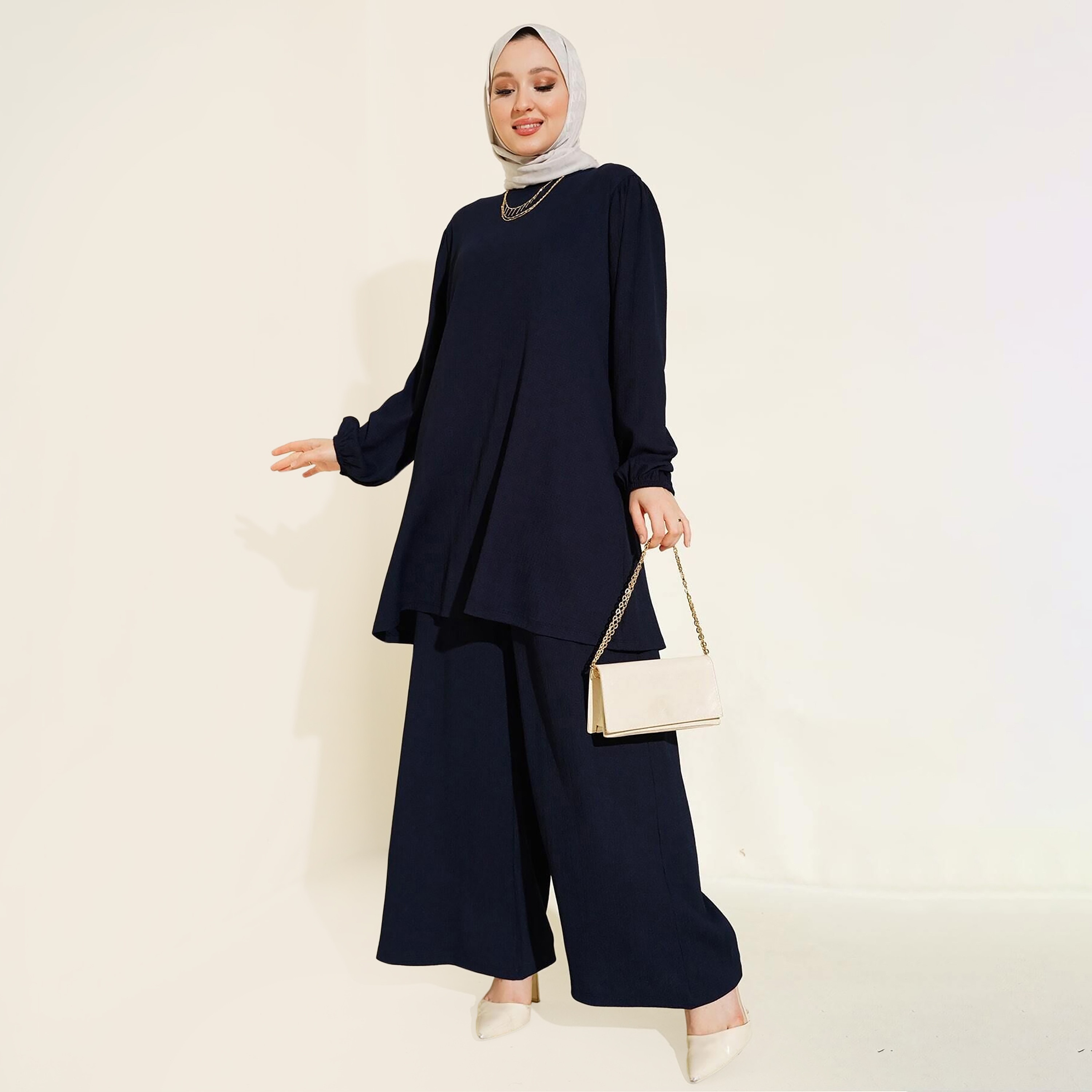 طقم نسائي بنسيج مزخرف، تونيك وسروال من بيجدارت-women-clothing-coordsets-image-35