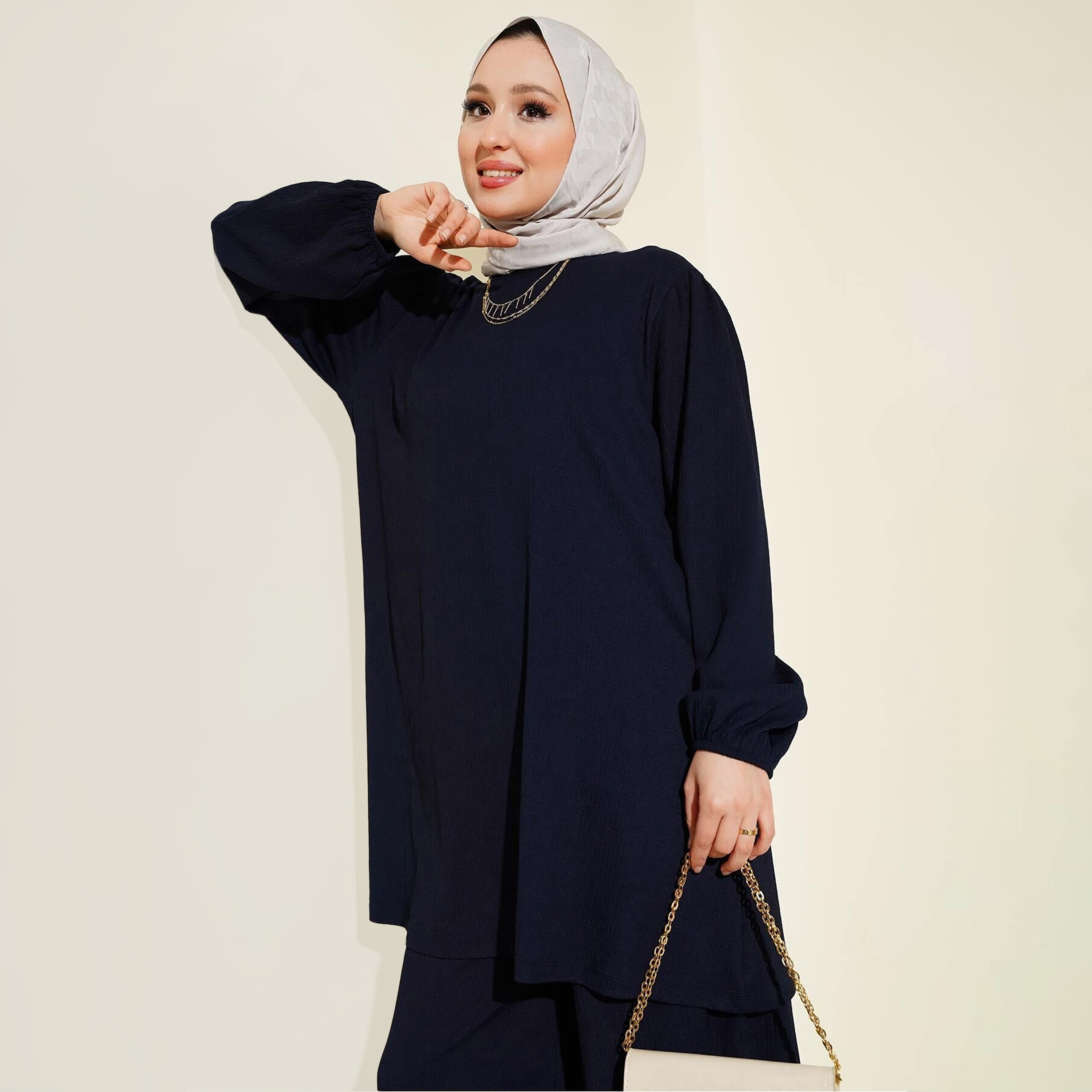طقم نسائي بنسيج مزخرف، تونيك وسروال من بيجدارت-women-clothing-coordsets-image-36