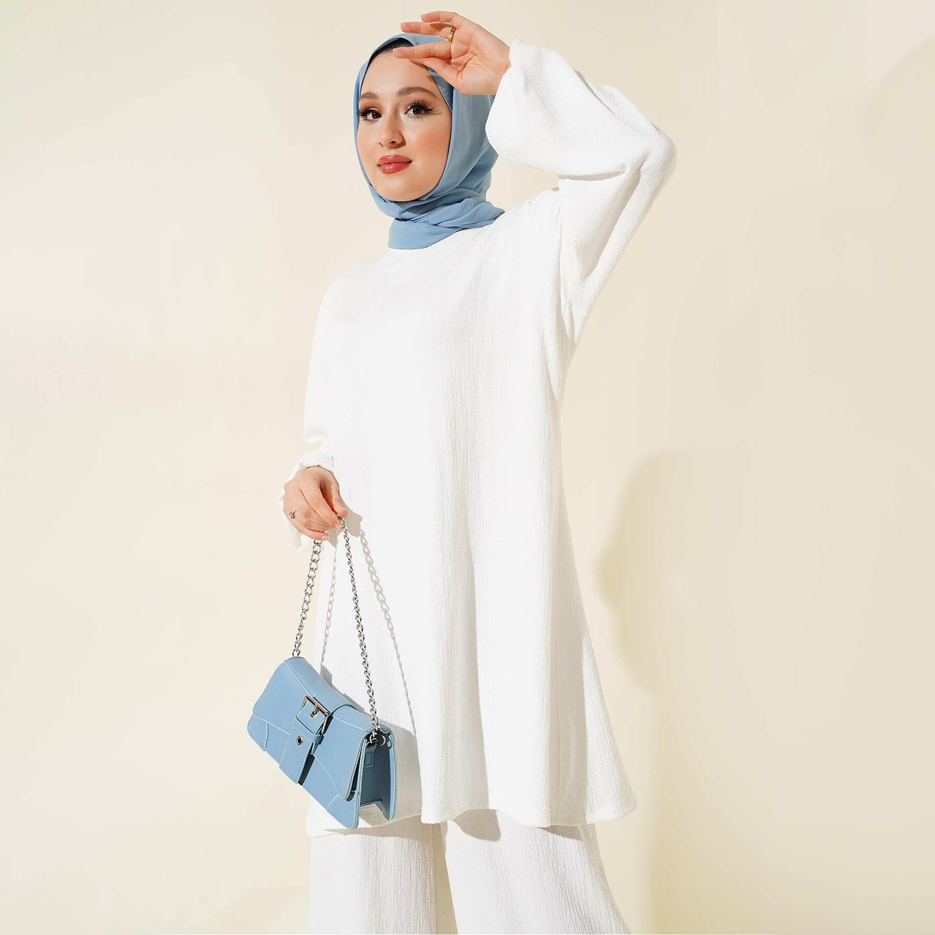 طقم نسائي بنسيج مزخرف، تونيك وسروال من بيجدارت-women-clothing-coordsets-image-40