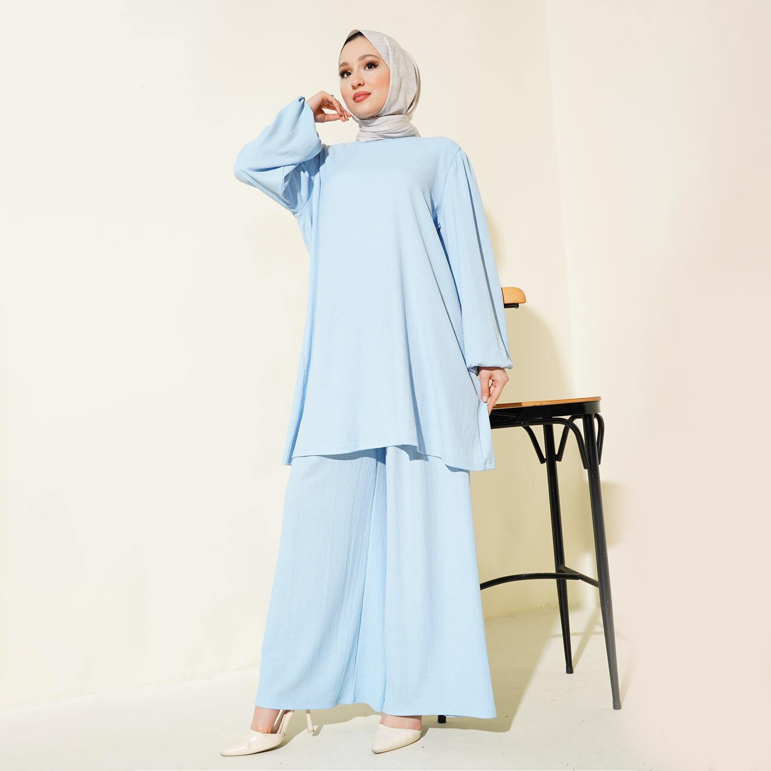 طقم نسائي بنسيج مزخرف، تونيك وسروال من بيجدارت-women-clothing-coordsets-image-17