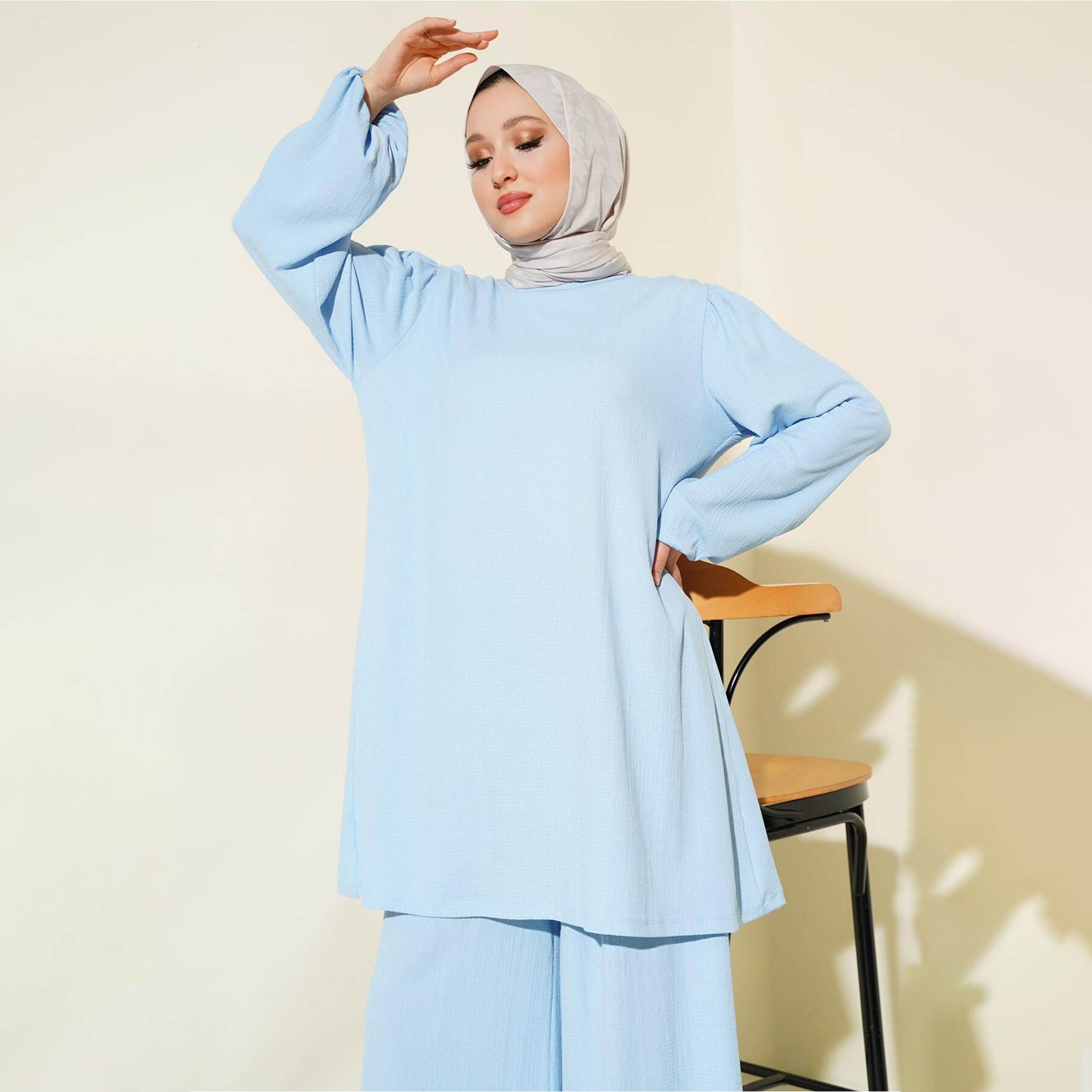 طقم نسائي بنسيج مزخرف، تونيك وسروال من بيجدارت-women-clothing-coordsets-image-18