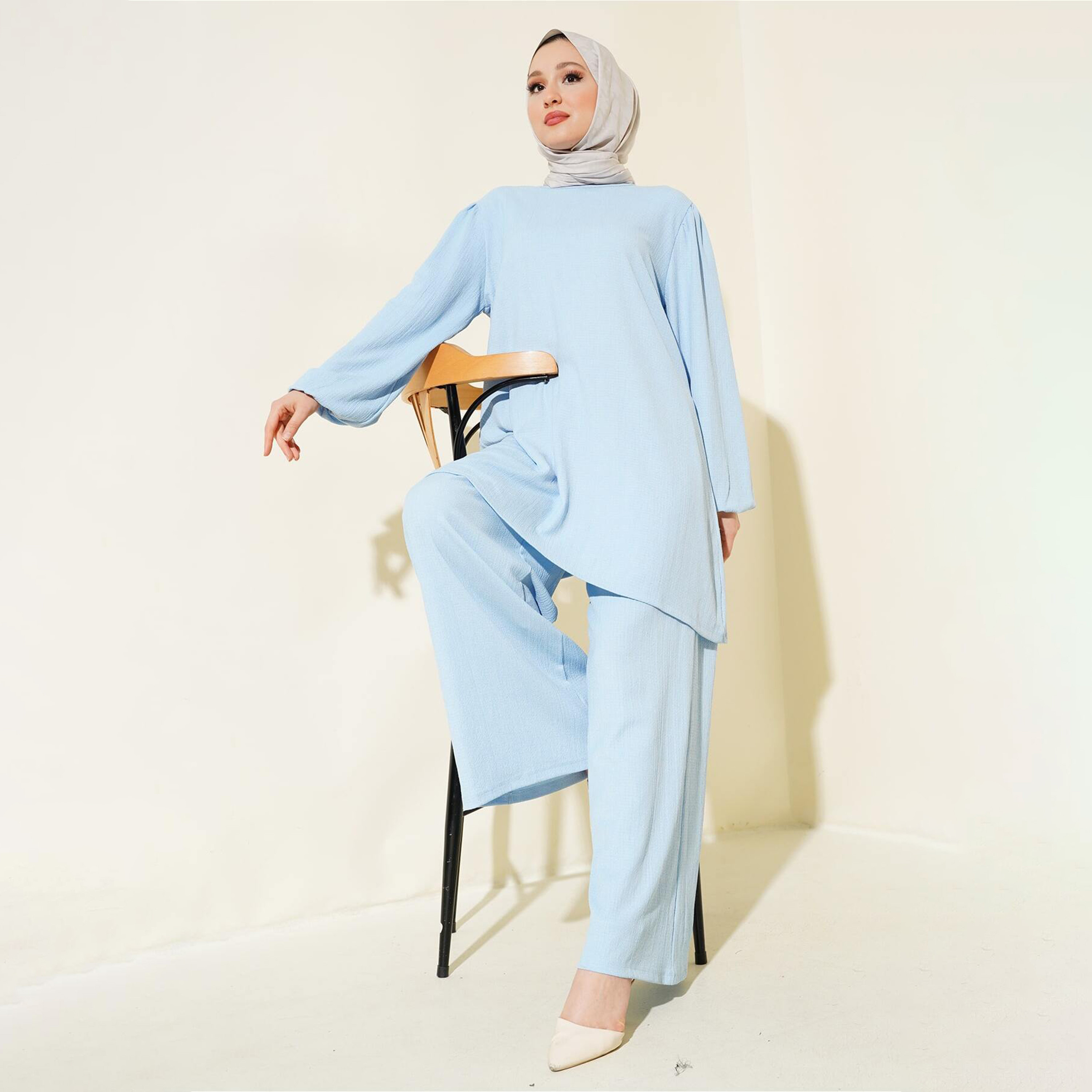 طقم نسائي بنسيج مزخرف، تونيك وسروال من بيجدارت-women-clothing-coordsets-image-20