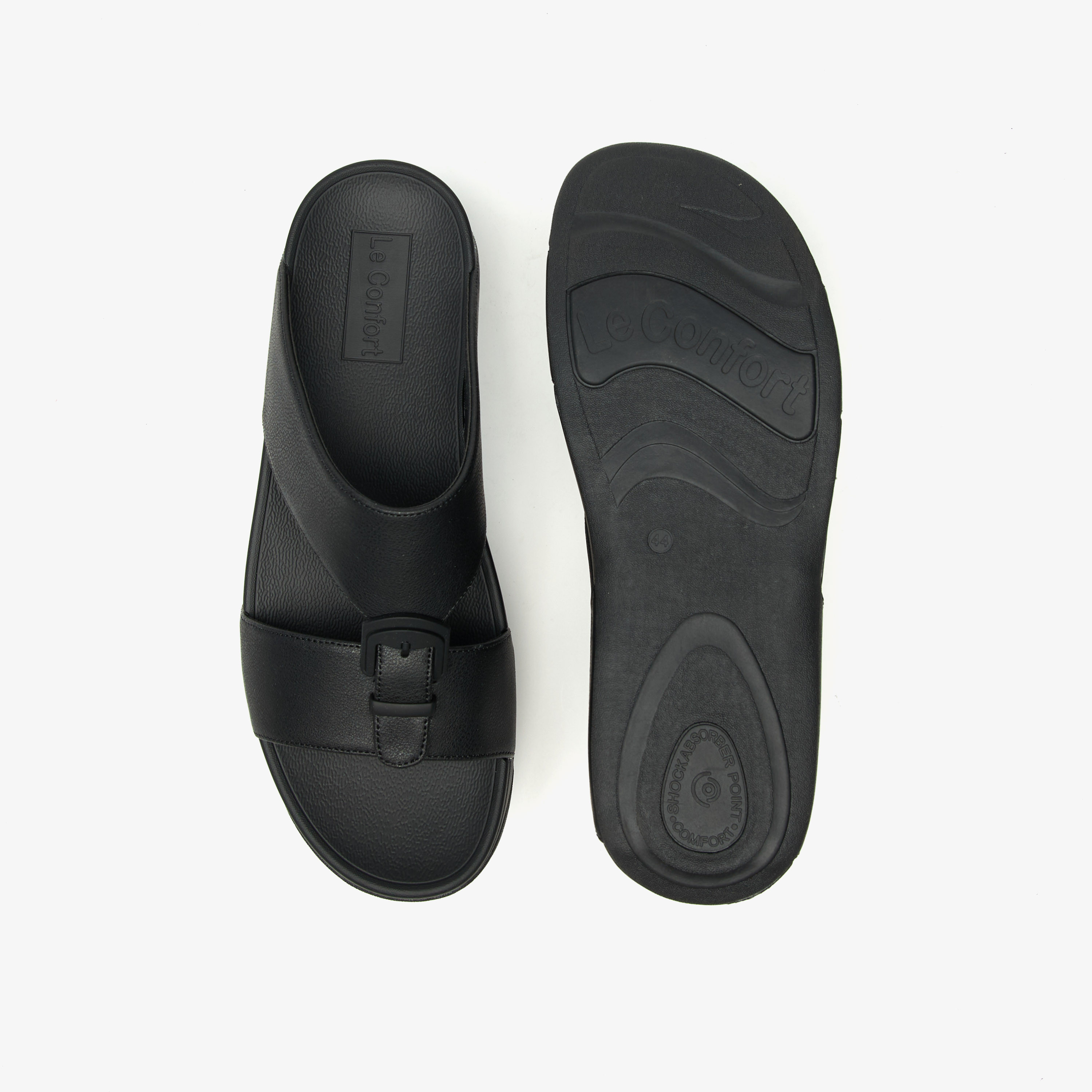 Le Confort Solid Slip-On Comfort Sandals with Buckle Accent-cpmen-footwear-sandals-image-4
