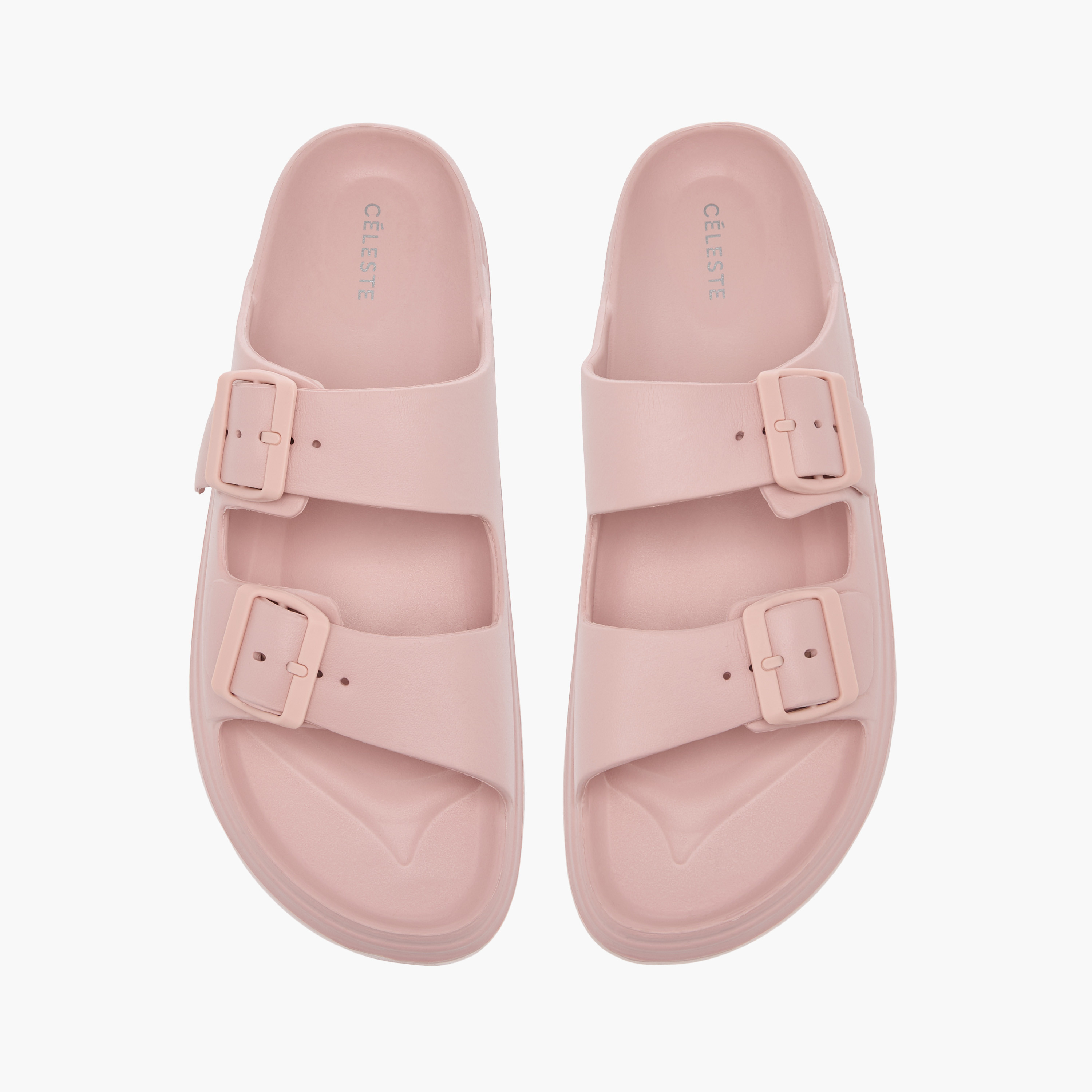 Celeste Women's Buckle Accent Slide Slippers with Slip-On Closure-women-shoes-flipflopsandslides-image-1